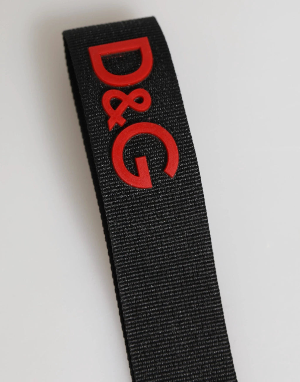 Dolce & Gabbana Black Red Logo Polyester Brass Holder Keychain Keyring by Dolce & Gabbana