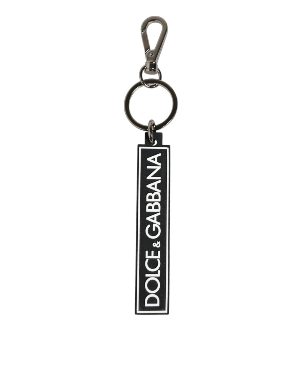 Dolce & Gabbana Black White DG Rubber Logo Silver Men's Holder Keyring by Dolce & Gabbana