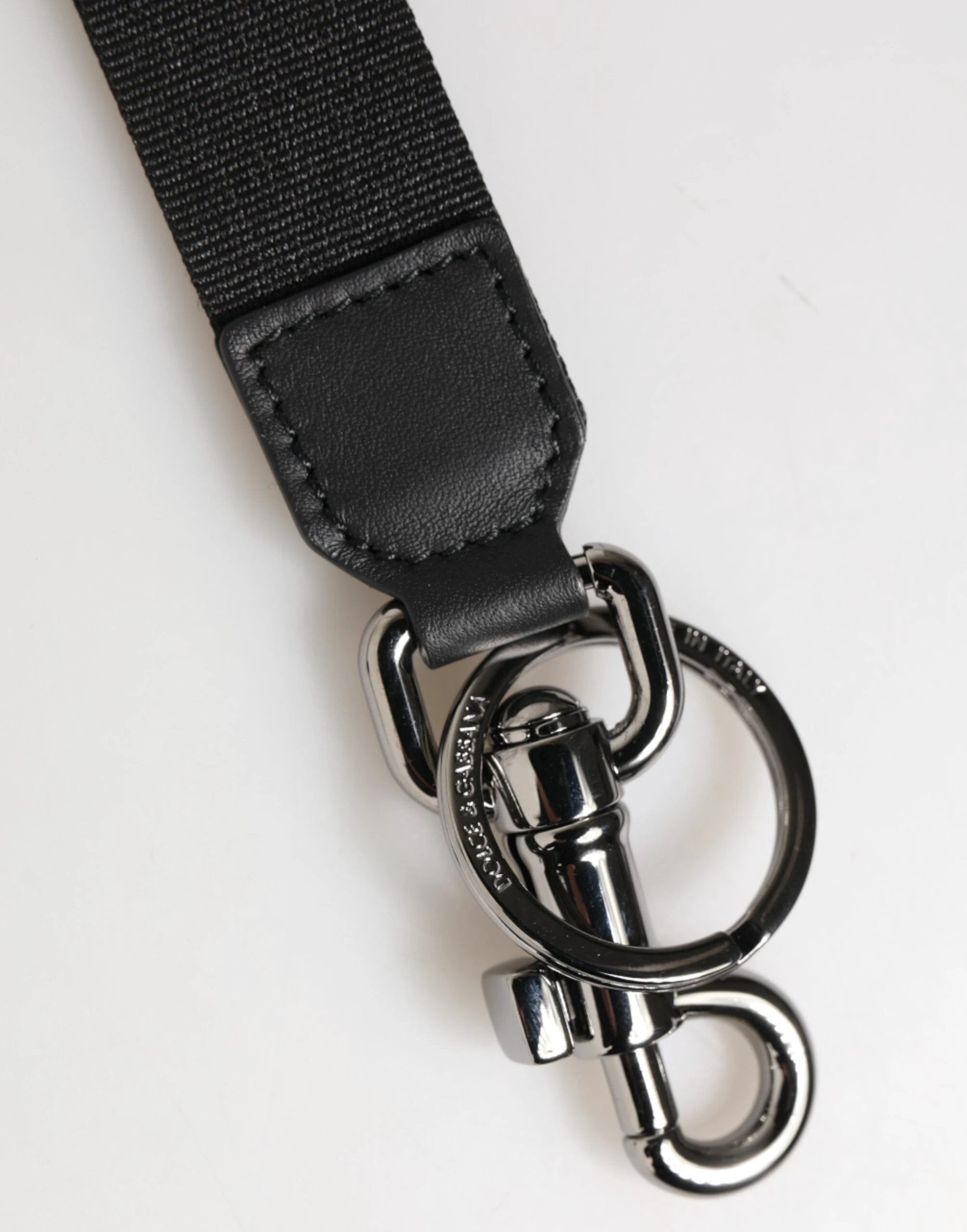 Dolce & Gabbana Black Blue DG Logo Polyester Brass Holder Keychain Keyring by Dolce & Gabbana