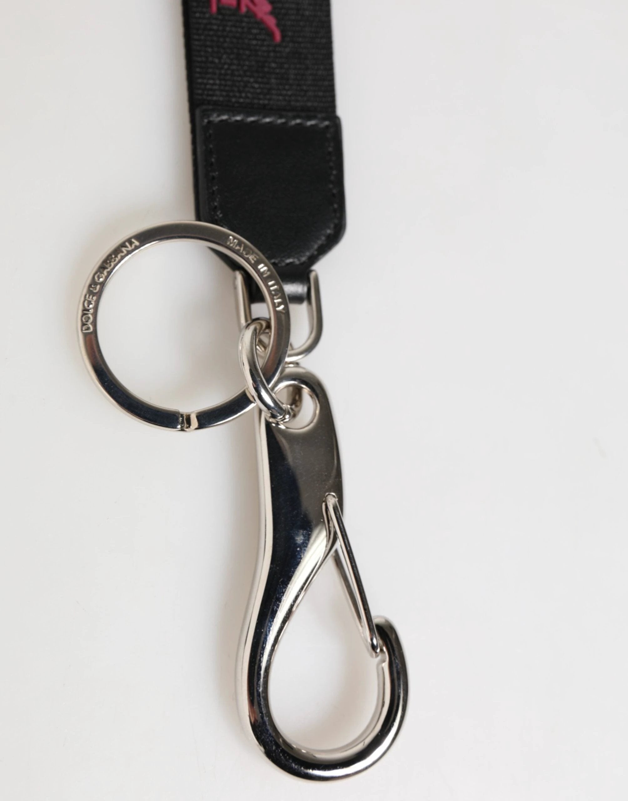 Dolce & Gabbana Black Burgundy Nylon DG Logo Crown Holder Keychain Keyring by Dolce & Gabbana