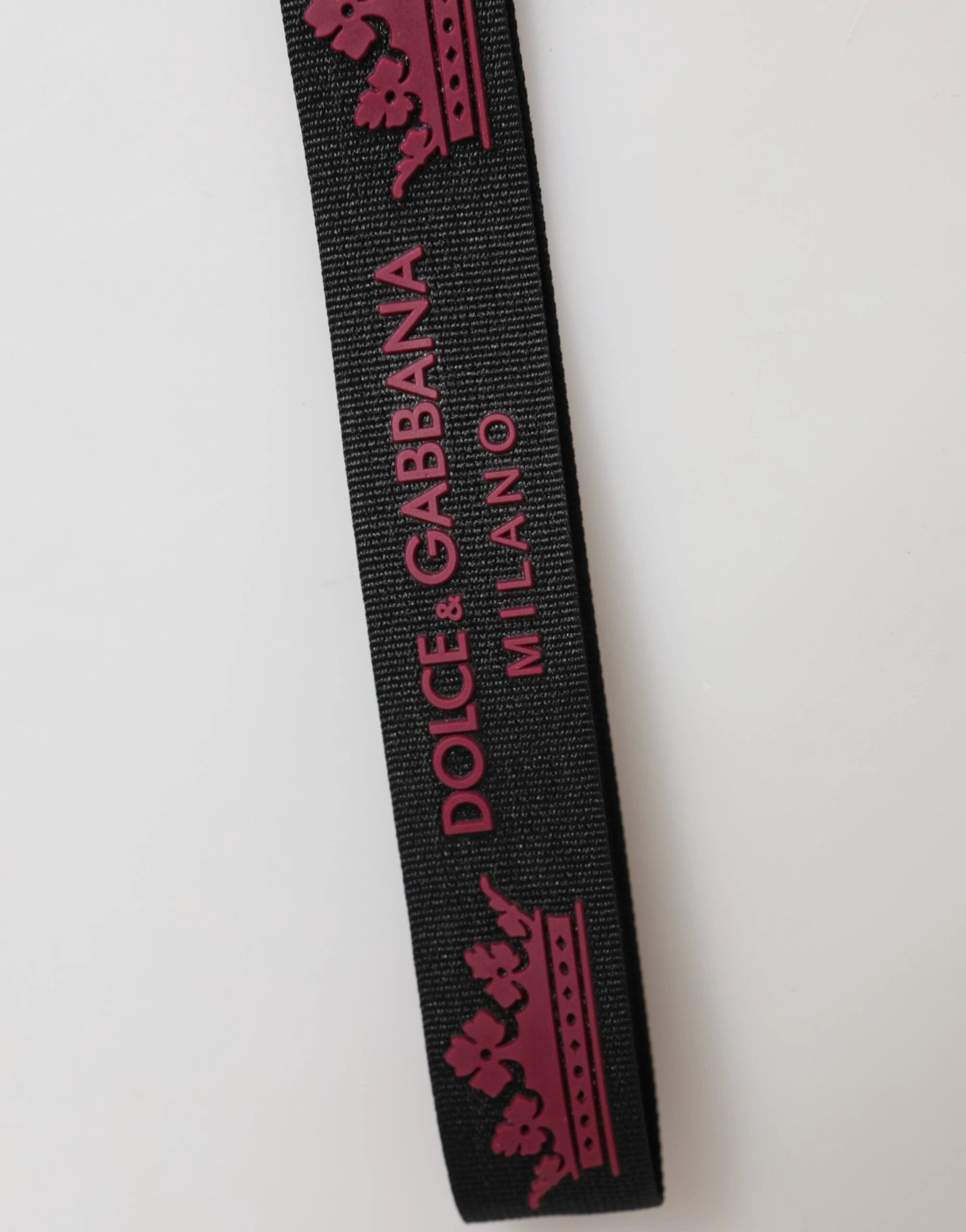 Dolce & Gabbana Black Burgundy Nylon DG Logo Crown Holder Keychain Keyring by Dolce & Gabbana