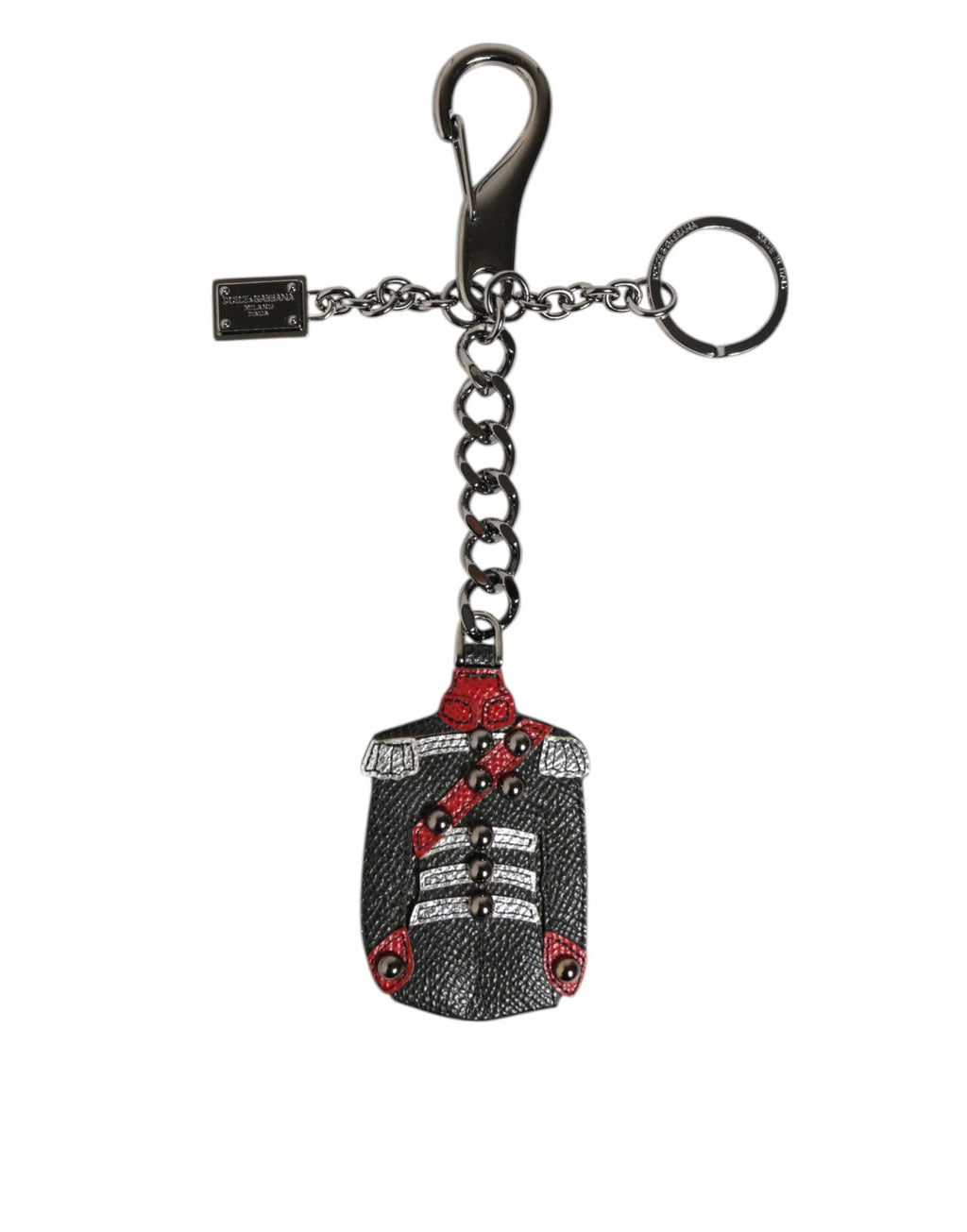 Dolce & Gabbana Black Red Military Leather Patch DG Logo Keychain Keyring by Dolce & Gabbana