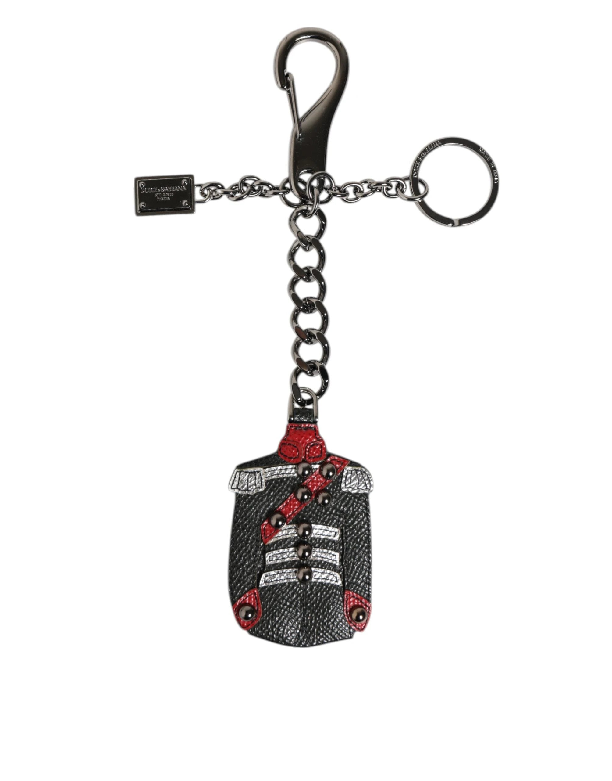 Dolce & Gabbana Black Red Military Leather Patch DG Logo Keychain Keyring by Dolce & Gabbana