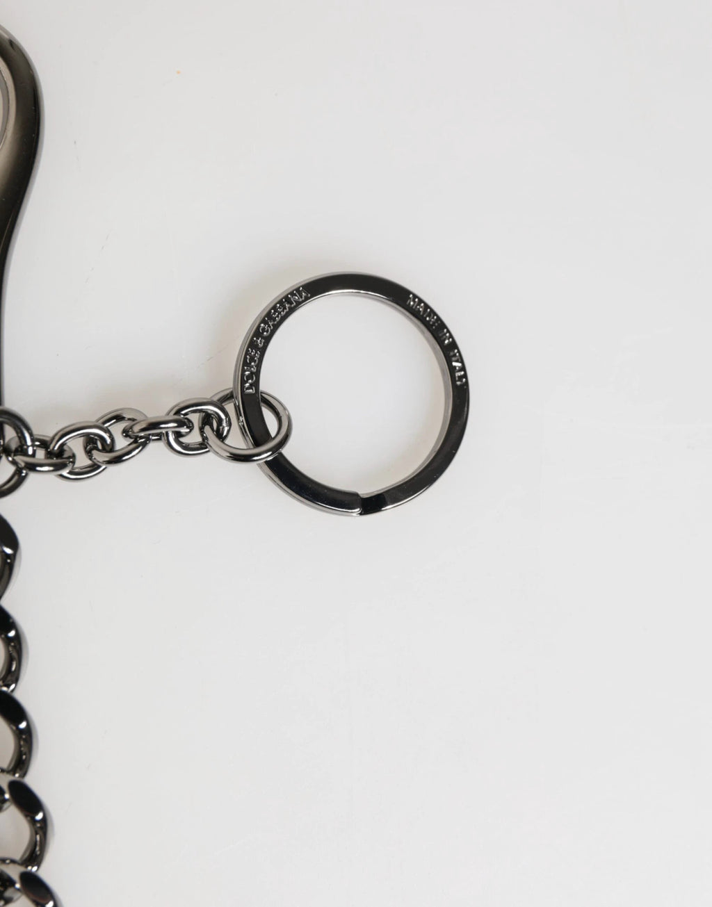 Dolce & Gabbana Black Red Military Leather Patch DG Logo Keychain Keyring by Dolce & Gabbana