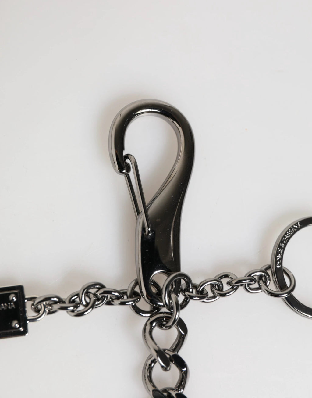 Dolce & Gabbana Black Red Military Leather Patch DG Logo Keychain Keyring by Dolce & Gabbana