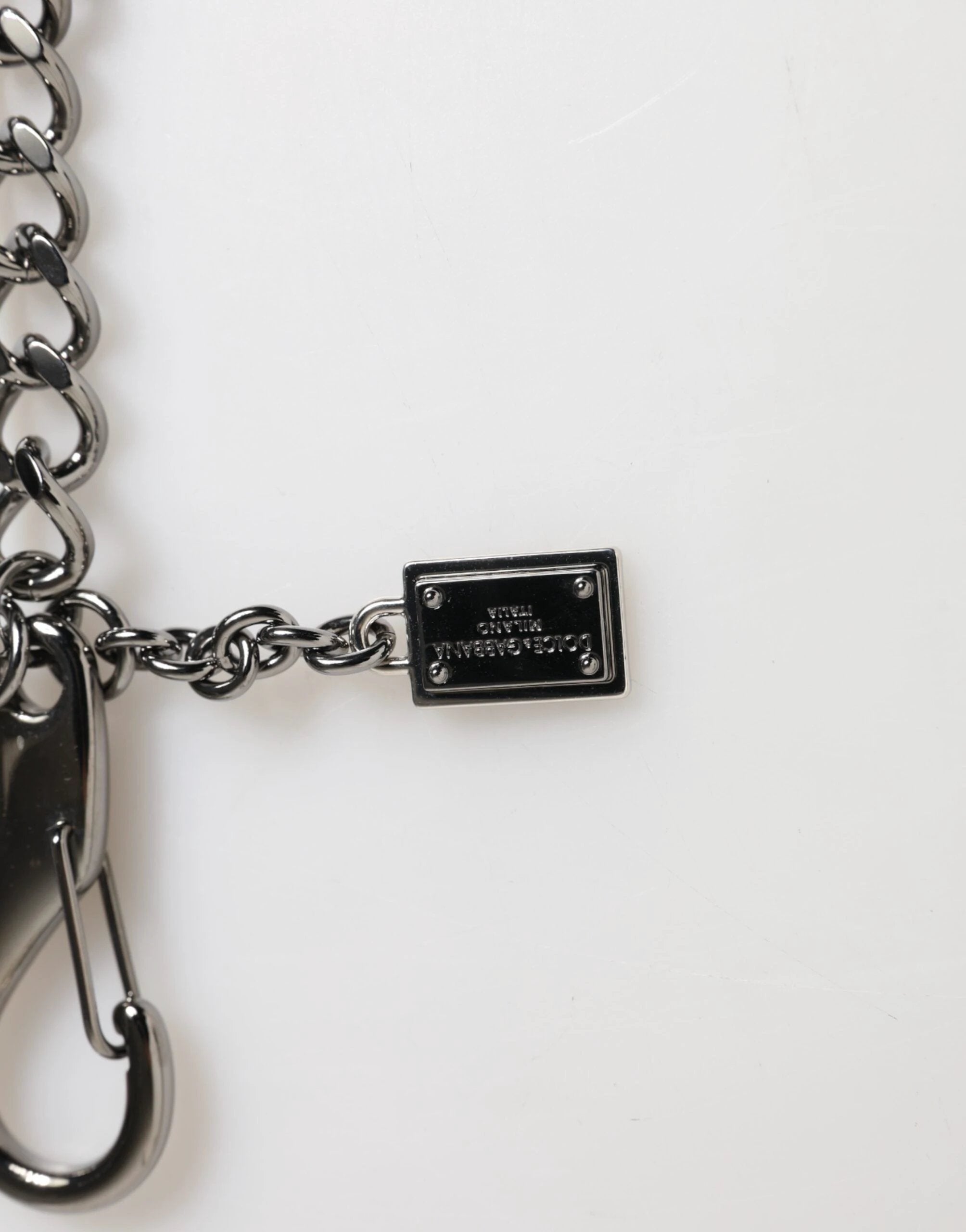 Dolce & Gabbana Black Red Military Leather Patch DG Logo Keychain Keyring by Dolce & Gabbana