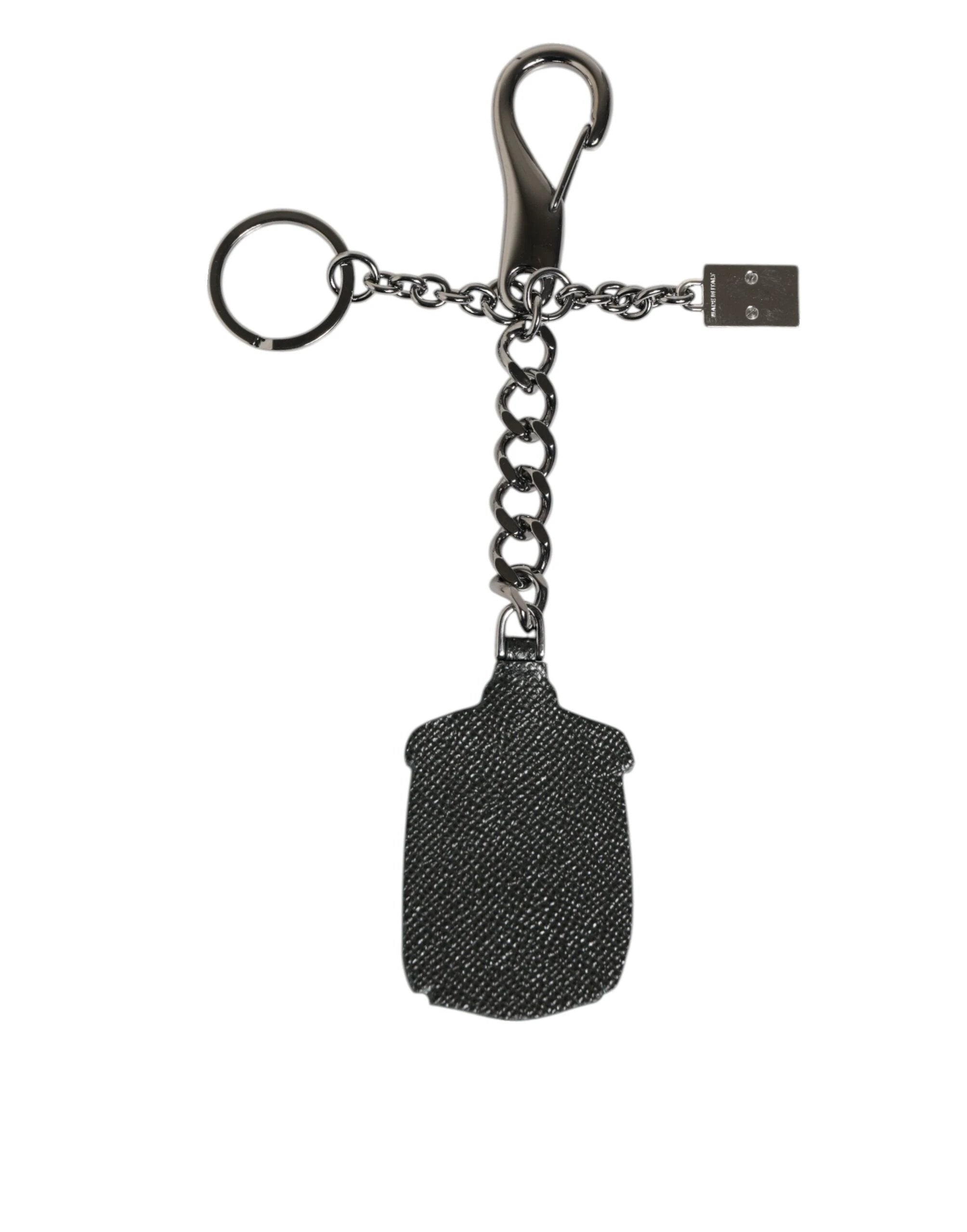 Dolce & Gabbana Black Red Military Leather Patch DG Logo Keychain Keyring by Dolce & Gabbana
