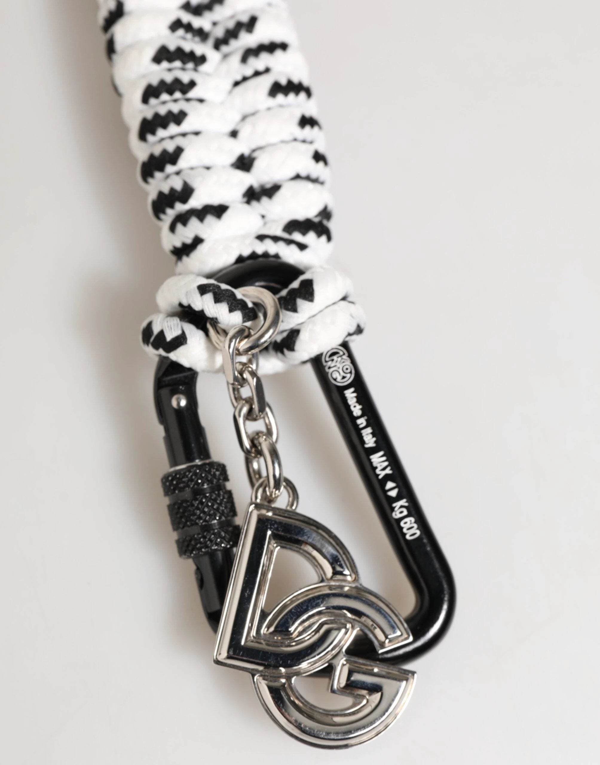 Dolce & Gabbana Black White Polyester Tape String DG Logo Keychain Keyring by Dolce & Gabbana