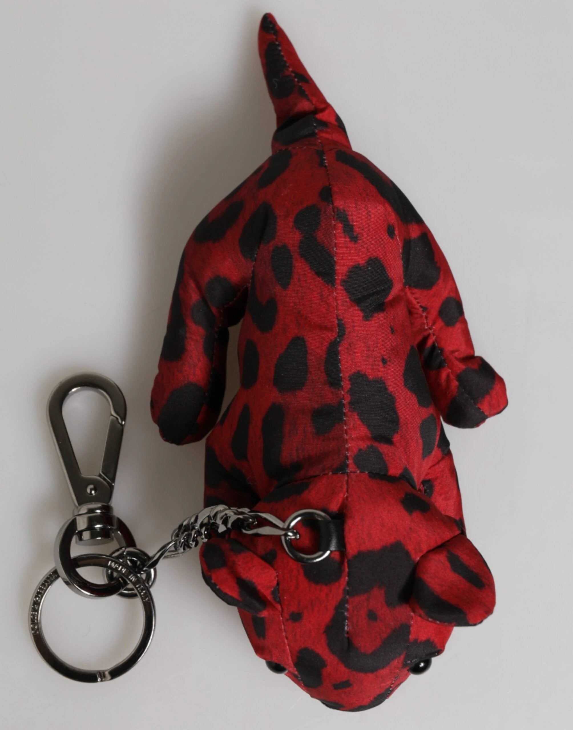 Dolce & Gabbana Red Black Polyester Animal Silhouette Bag Keychain Keyring by Dolce & Gabbana