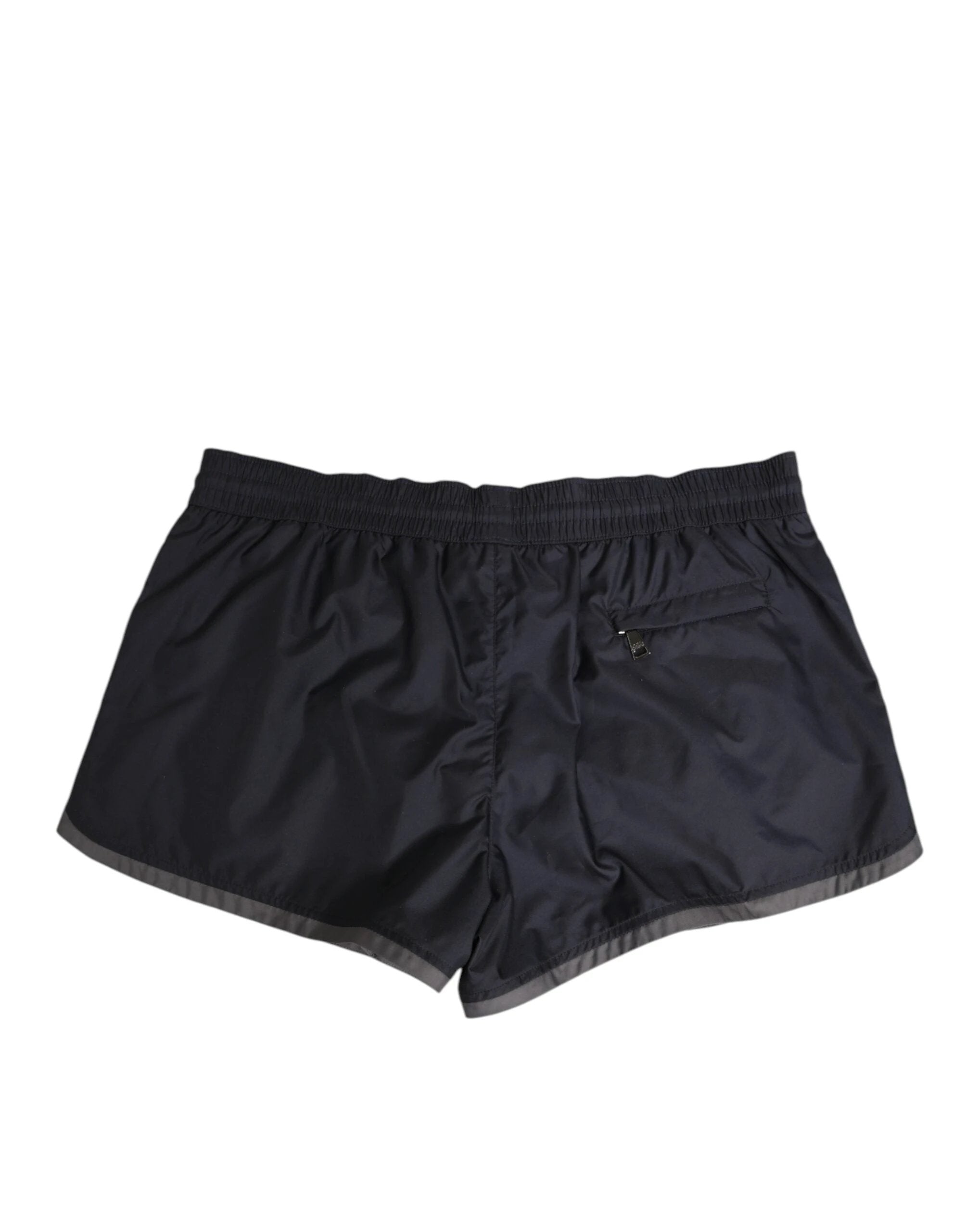 Dolce & Gabbana Black White Polyester Logo Elastic Waistband Swimwear by Dolce & Gabbana