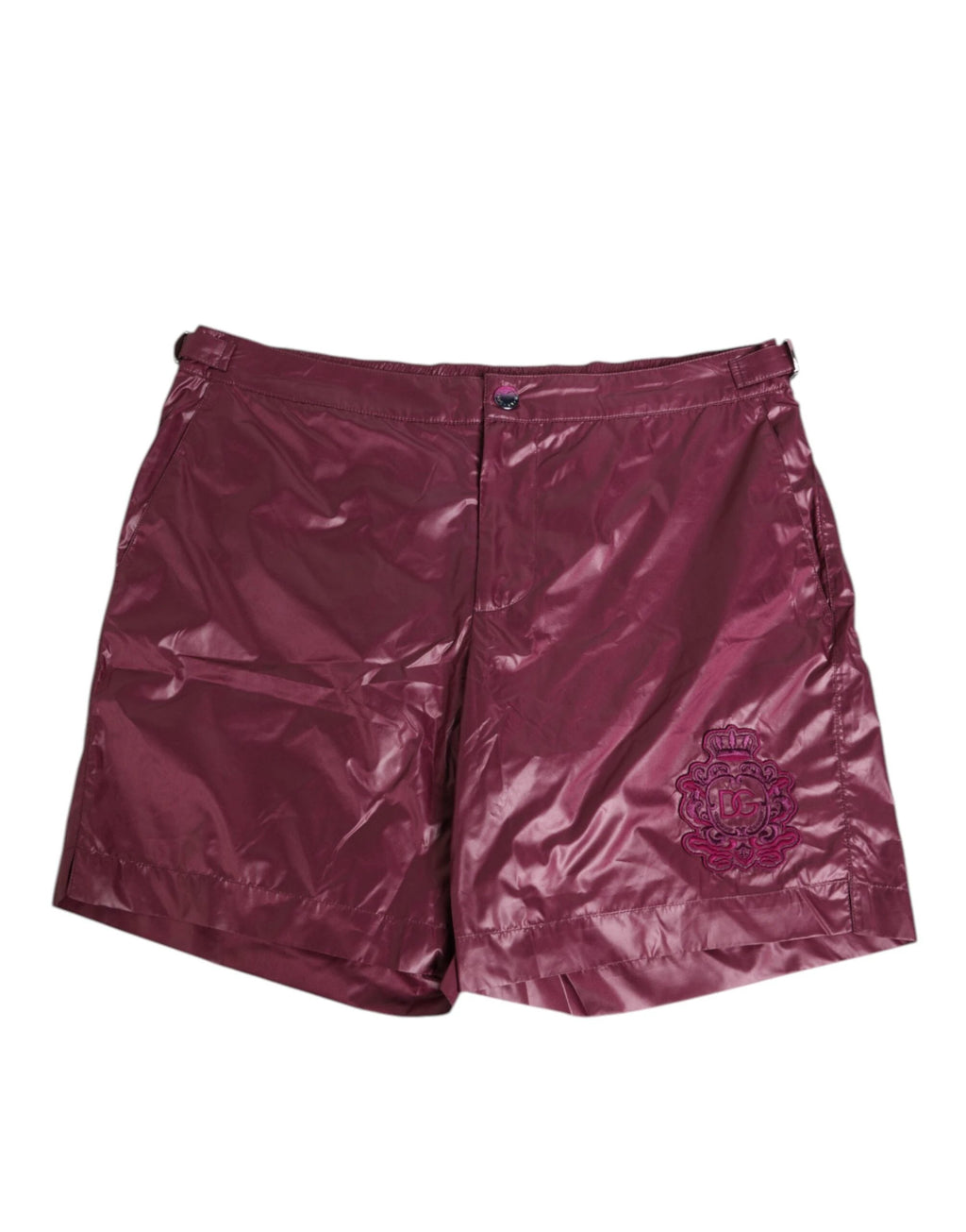 Dolce & Gabbana Burgundy Polyester Logo Embossed Crest Swimwear by Dolce & Gabbana