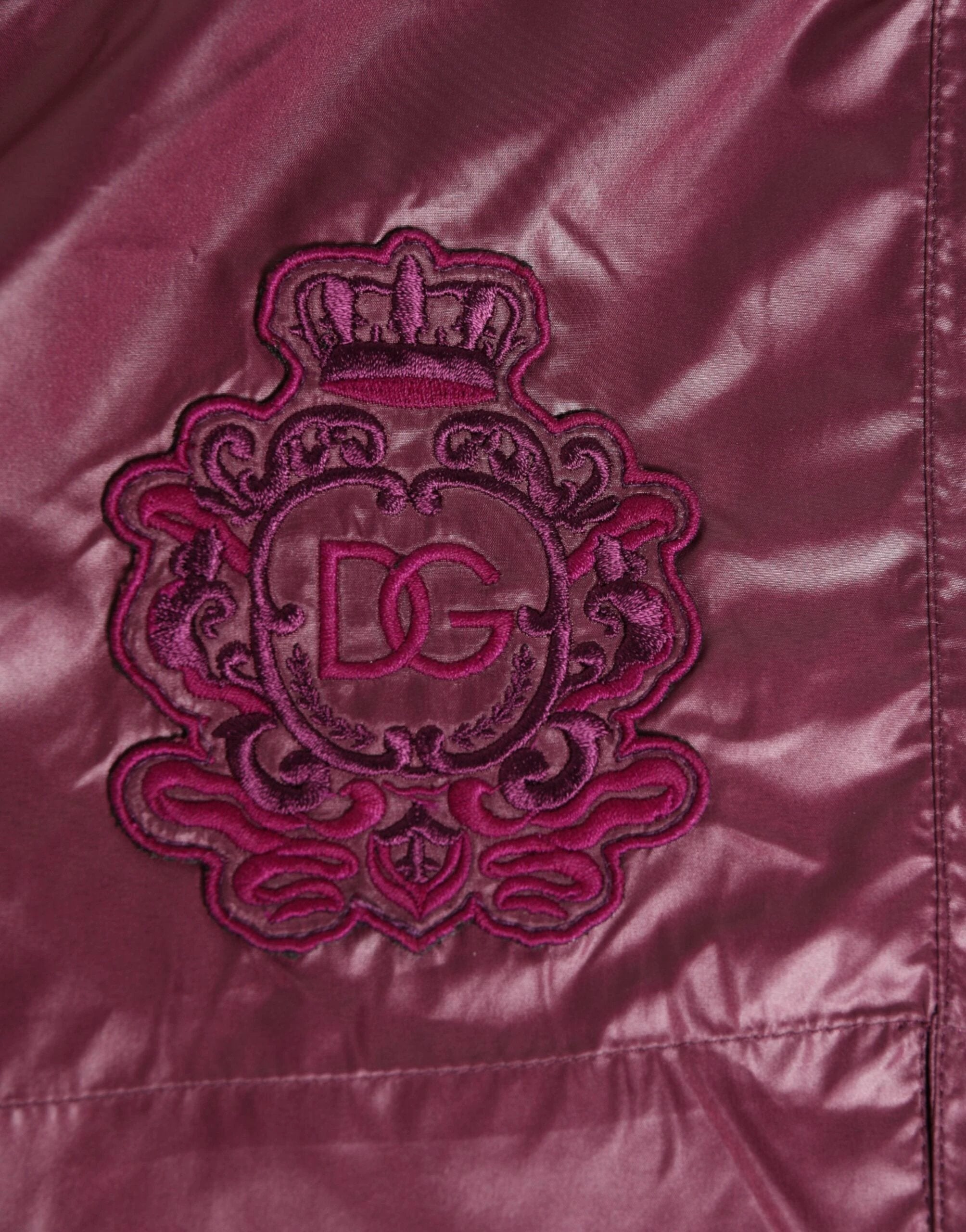 Dolce & Gabbana Burgundy Polyester Logo Embossed Crest Swimwear by Dolce & Gabbana