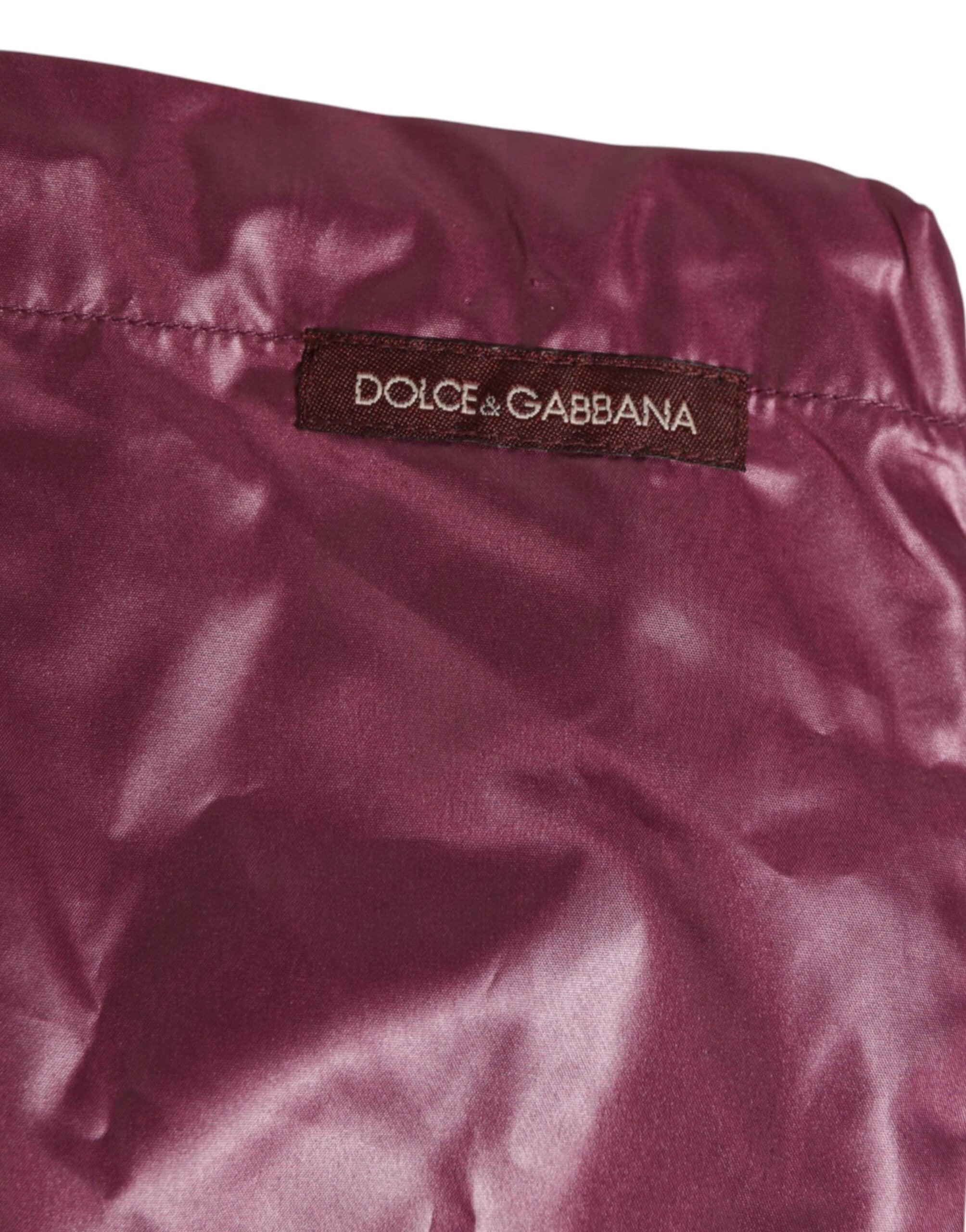 Dolce & Gabbana Burgundy Polyester Logo Embossed Crest Swimwear by Dolce & Gabbana