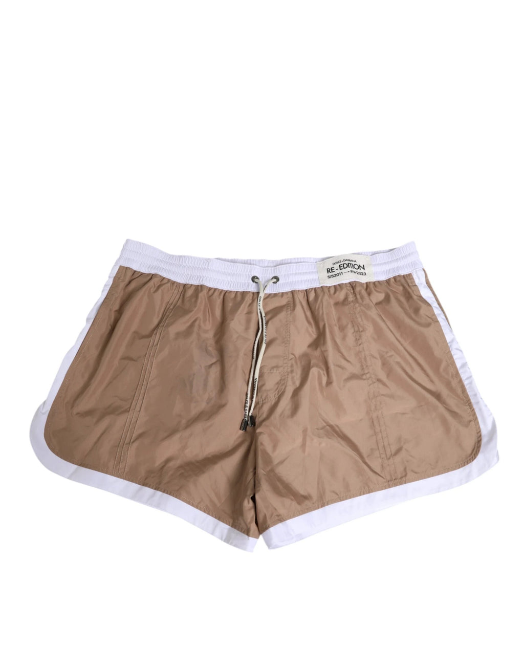 Dolce & Gabbana Brown White Polyester Re-Edition Shorts Swimwear by Dolce & Gabbana