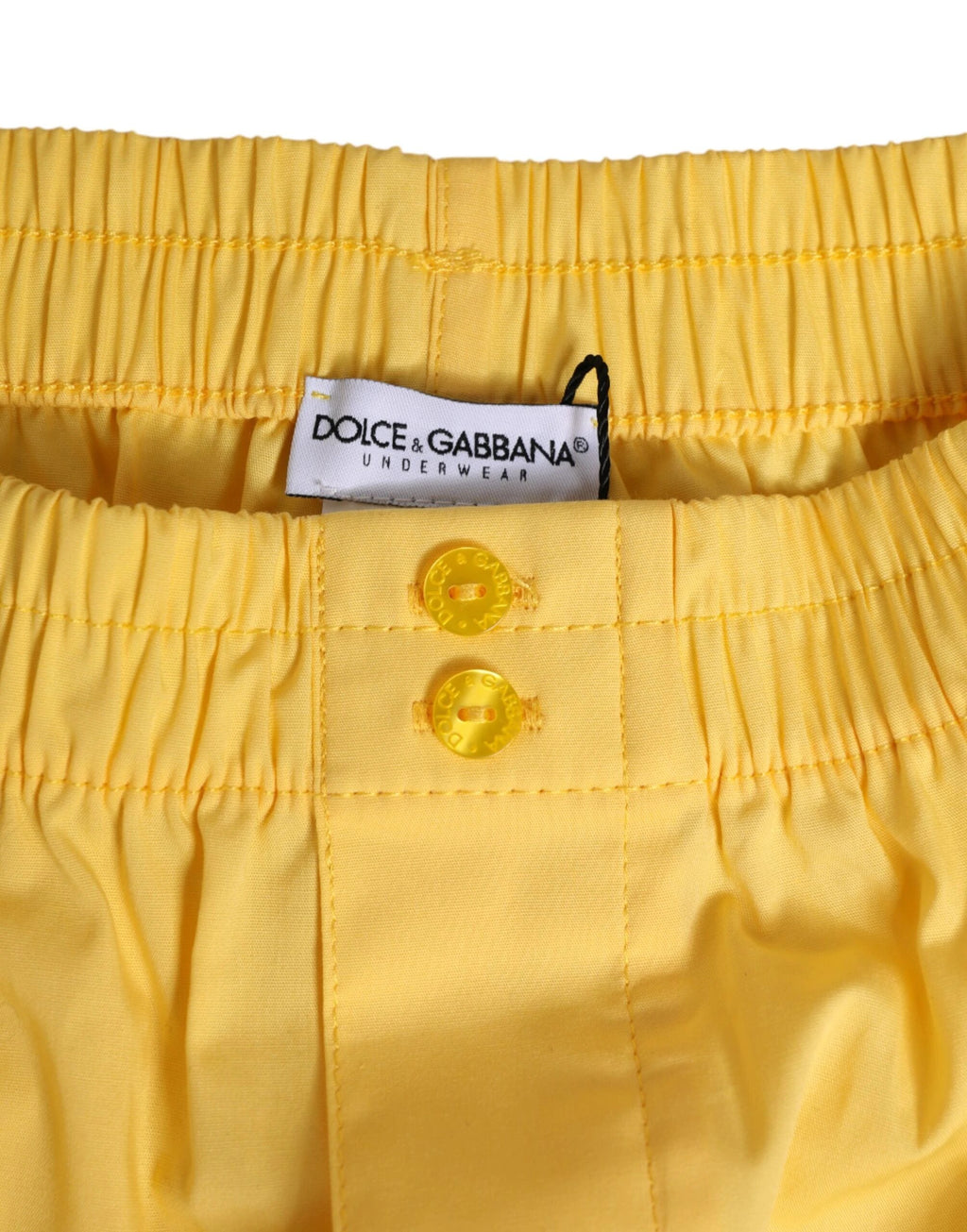 Dolce & Gabbana Yellow Cotton Elastic Waistband Short Swimwear by Dolce & Gabbana