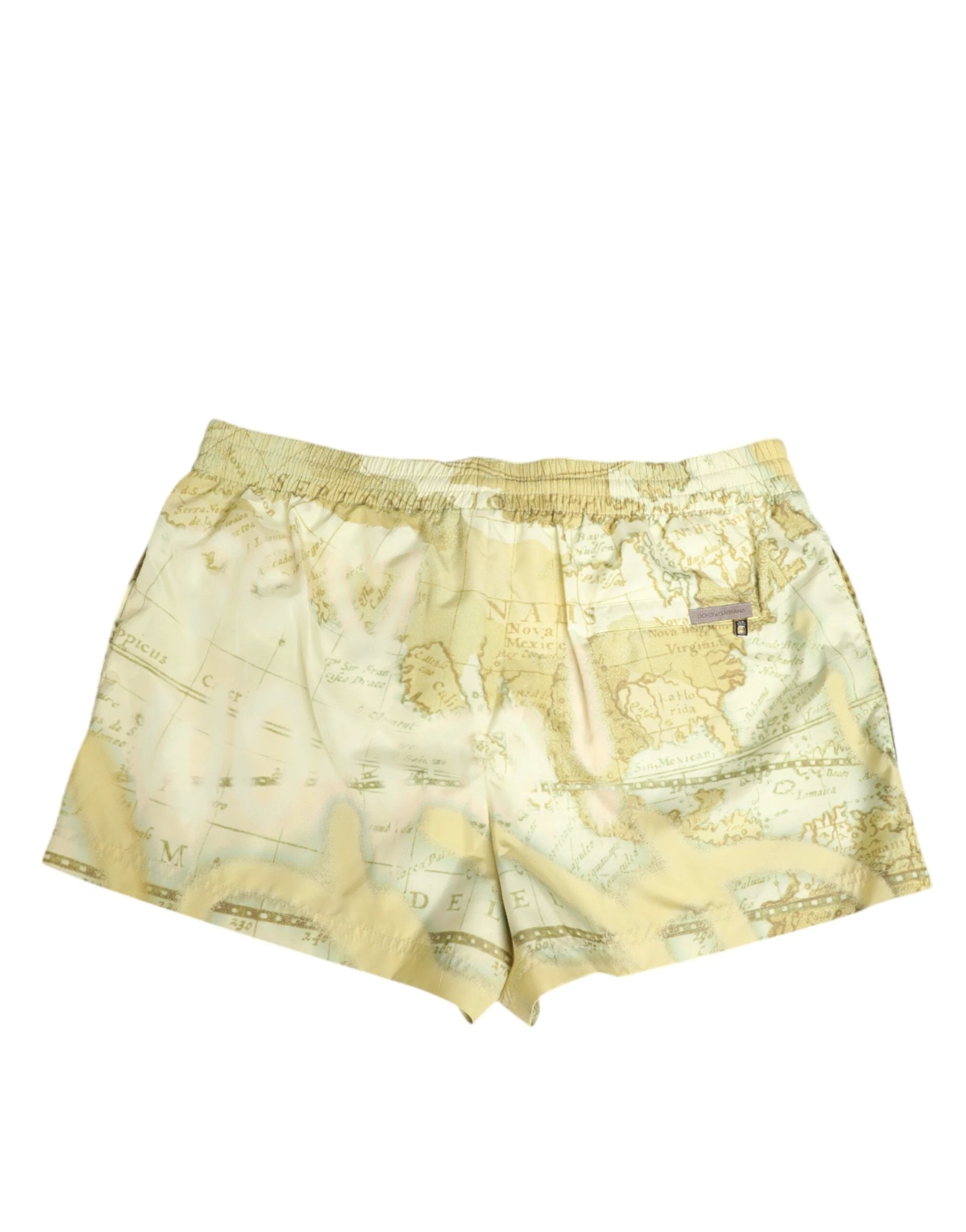Dolce & Gabbana Yellow World Map Polyester Elastic Waistband Swimwear by Dolce & Gabbana