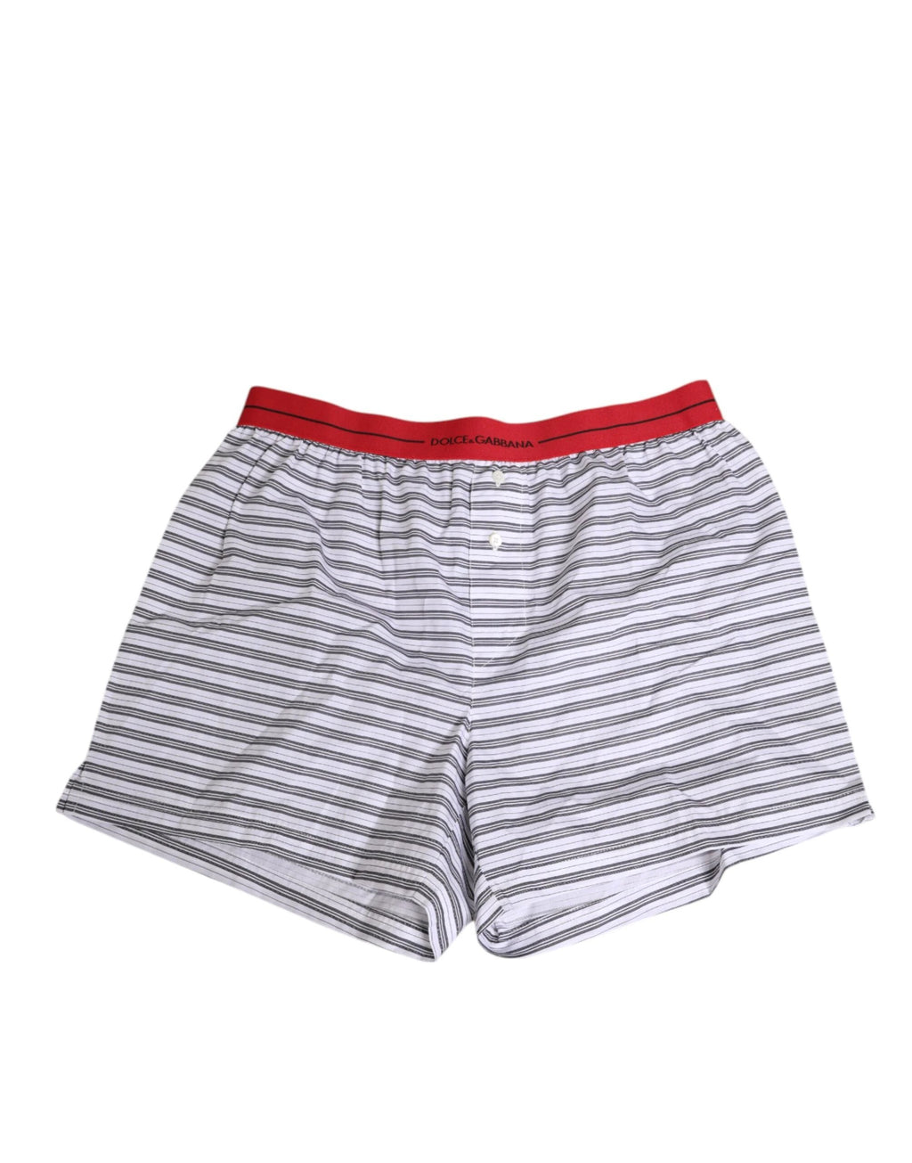 Dolce & Gabbana White Striped Cotton Red Waistband Shorts Swimwear by Dolce & Gabbana