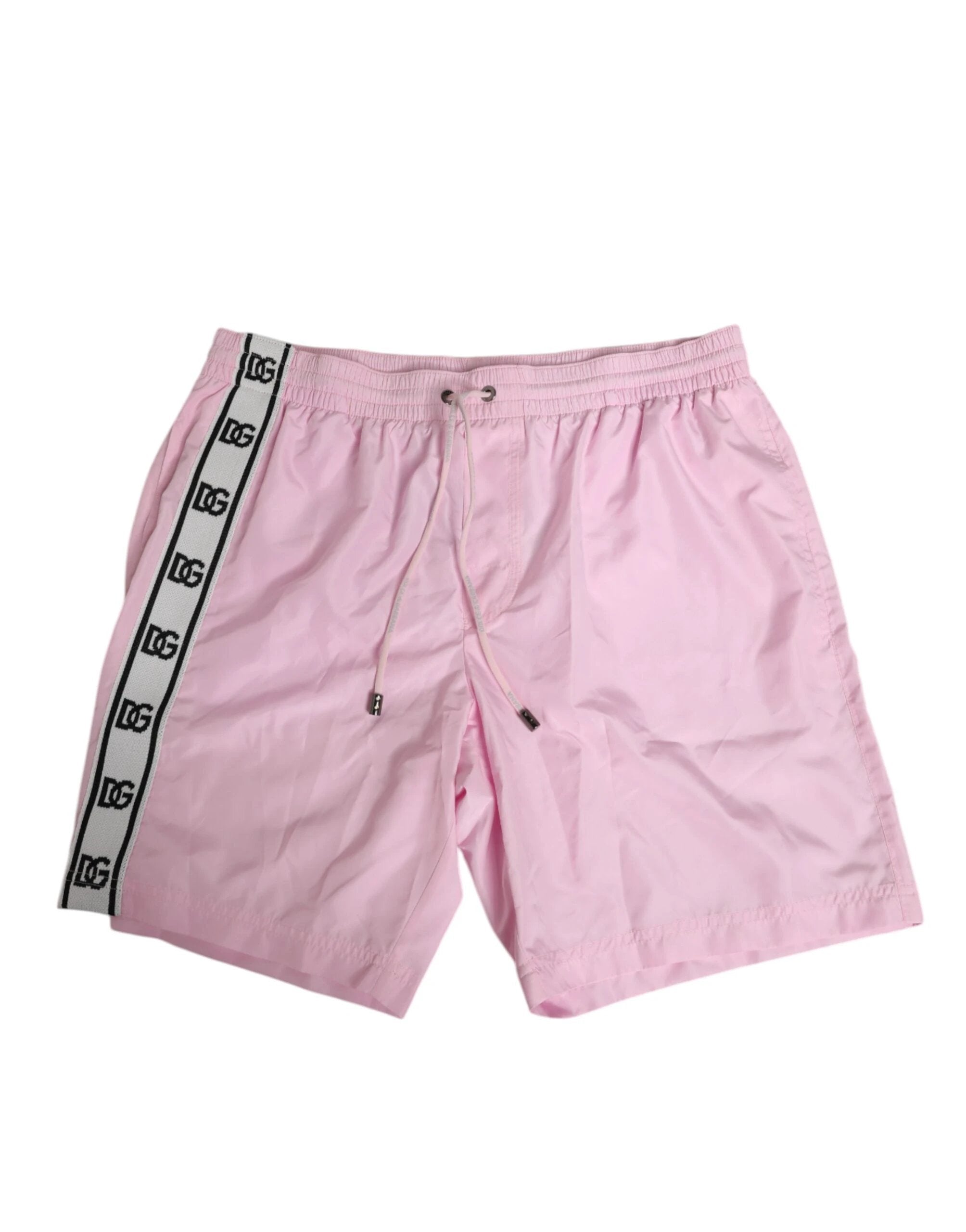 Dolce & Gabbana Pink Nylon Logo Side Stripe Beachwear Men Swimwear by Dolce & Gabbana