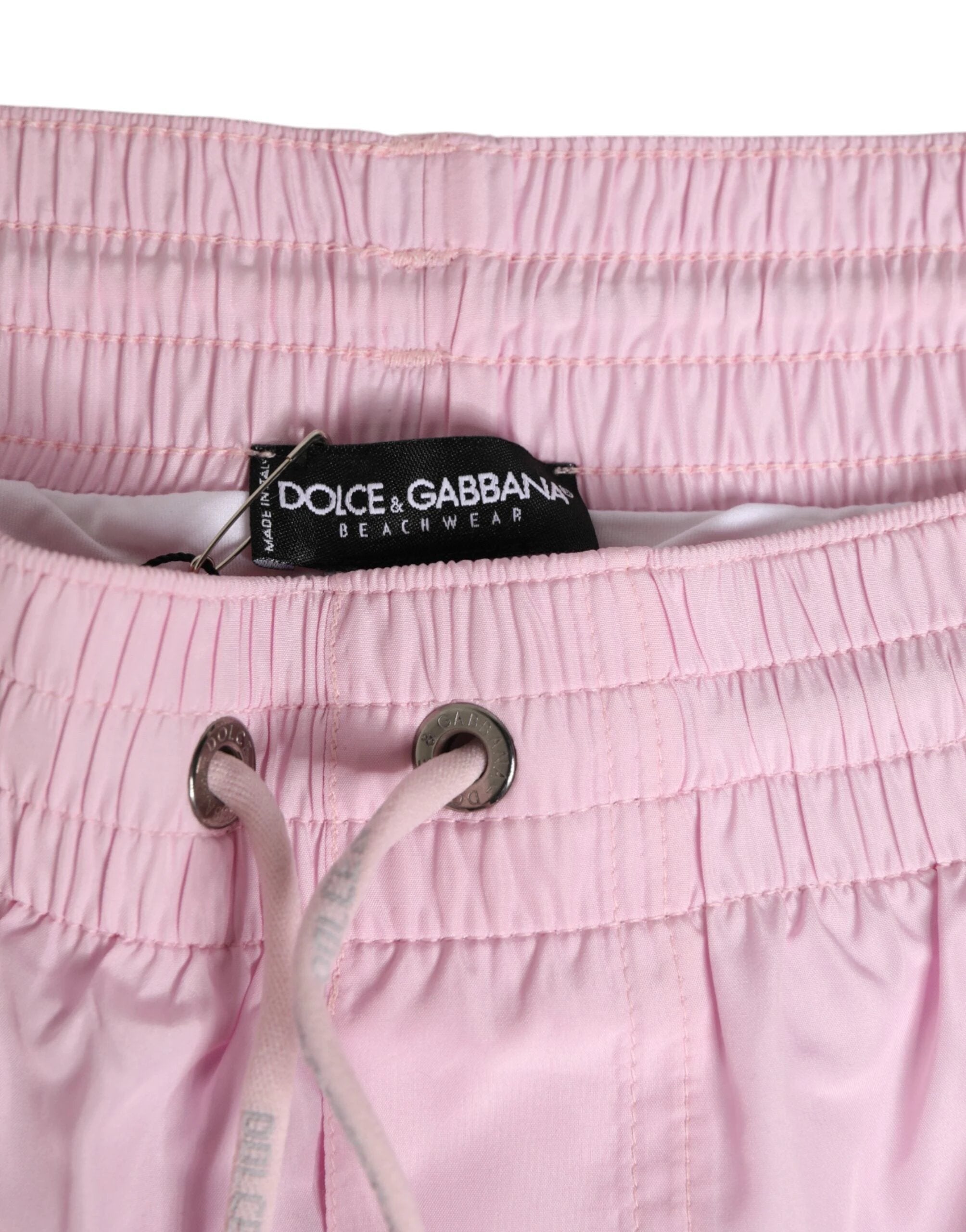 Dolce & Gabbana Pink Nylon Logo Side Stripe Beachwear Men Swimwear by Dolce & Gabbana