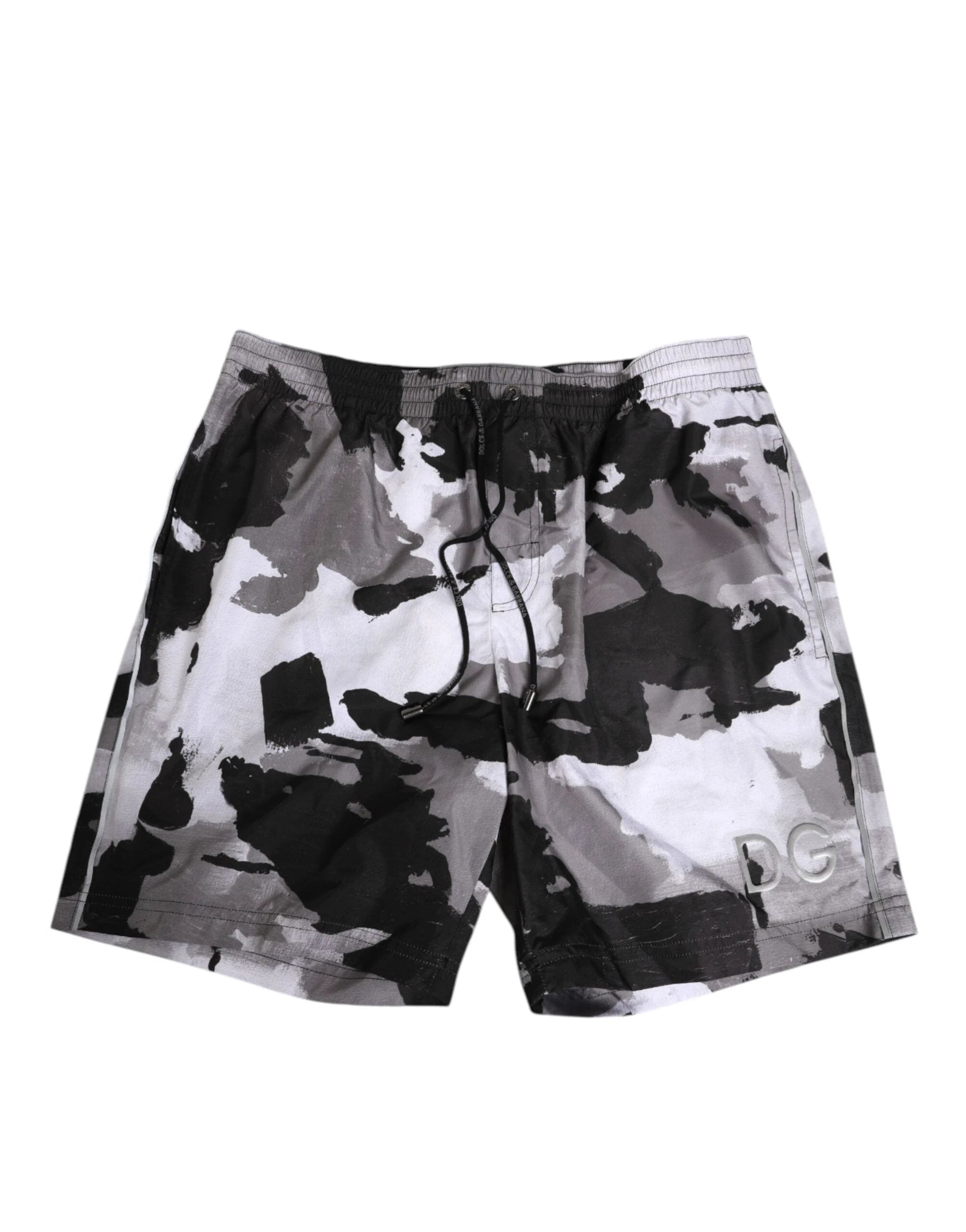 Dolce & Gabbana Black White Camouflage DG Logo Men Swimwear by Dolce & Gabbana