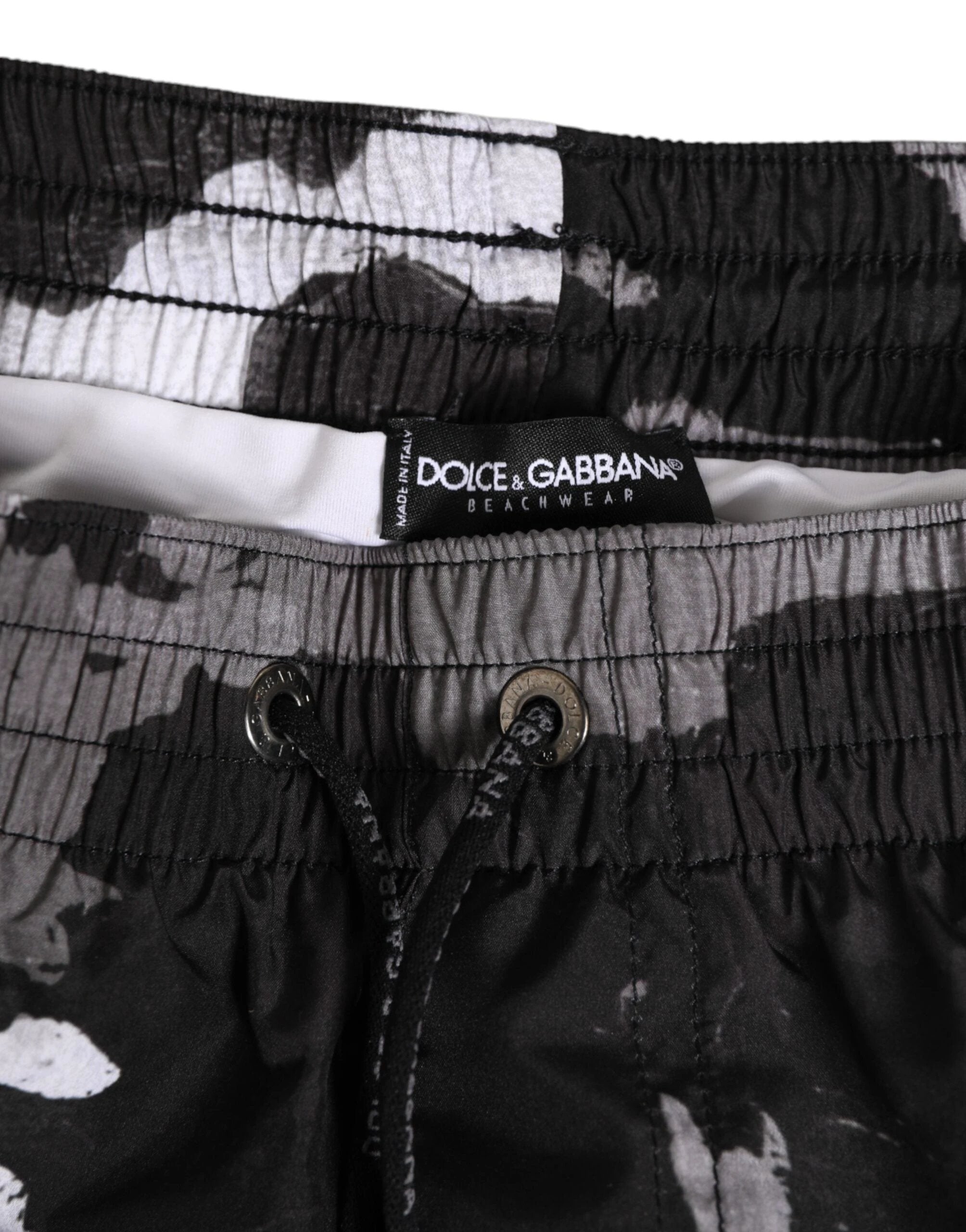 Dolce & Gabbana Black White Camouflage DG Logo Men Swimwear by Dolce & Gabbana