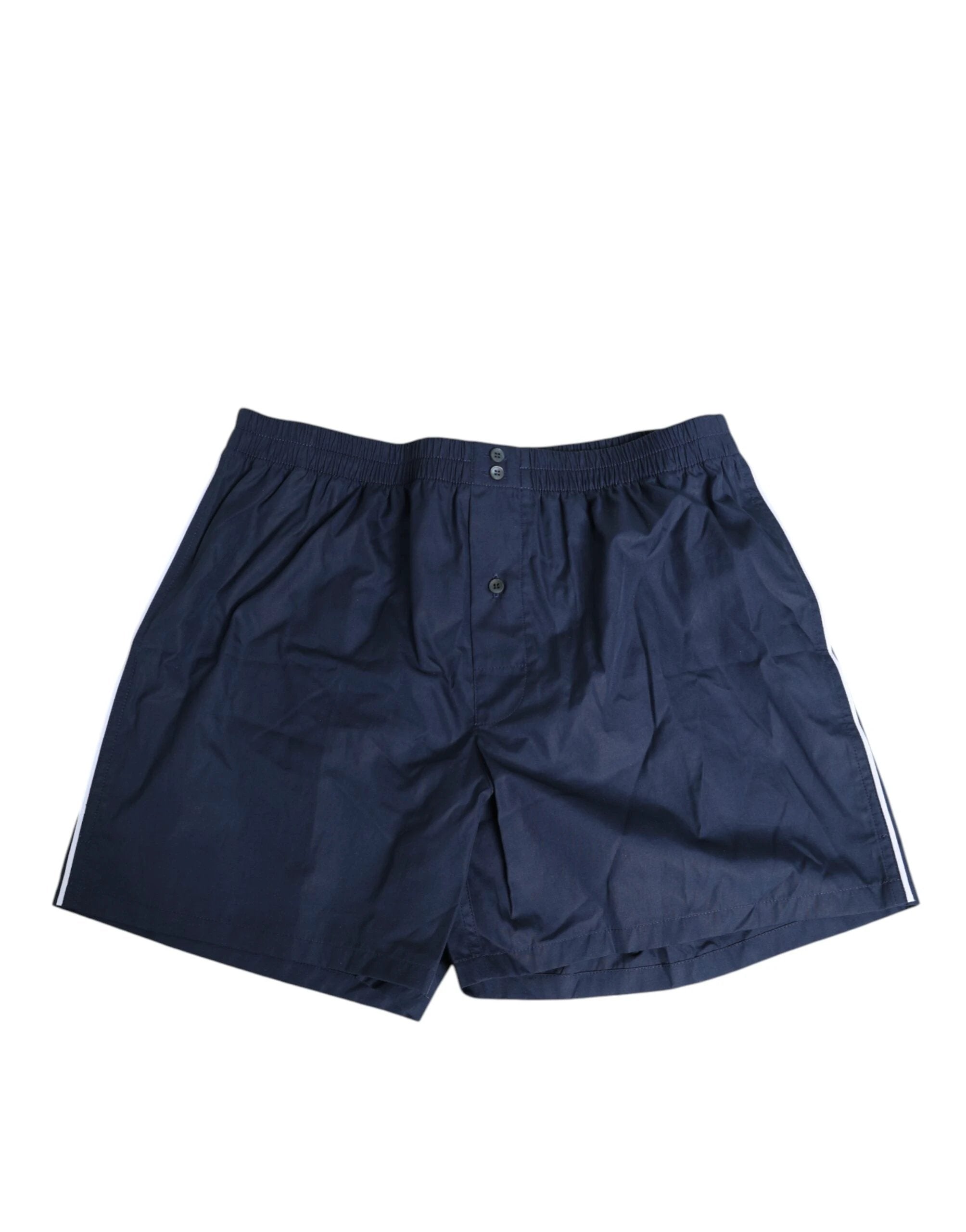 Dolce & Gabbana Navy Blue Cotton Elastic Waistband Button Swimwear by Dolce & Gabbana
