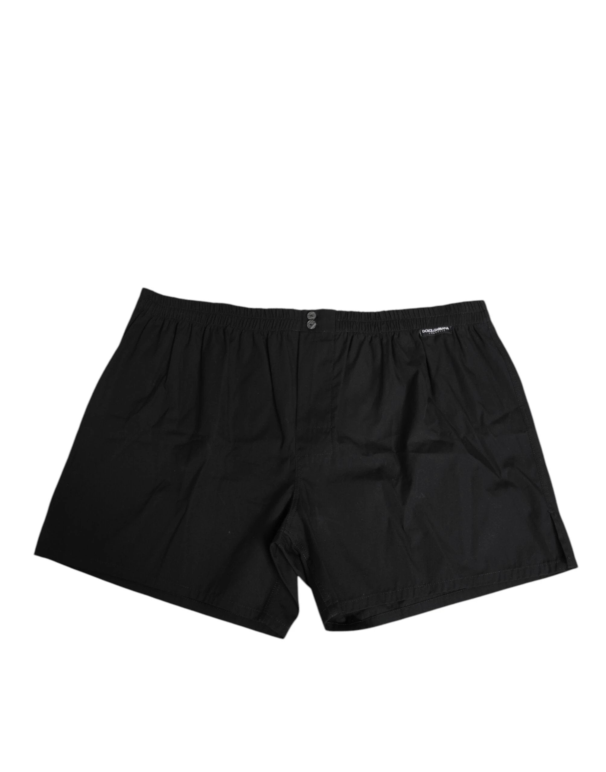 Dolce & Gabbana Black Cotton Elastic Waistband Button Swimwear by Dolce & Gabbana