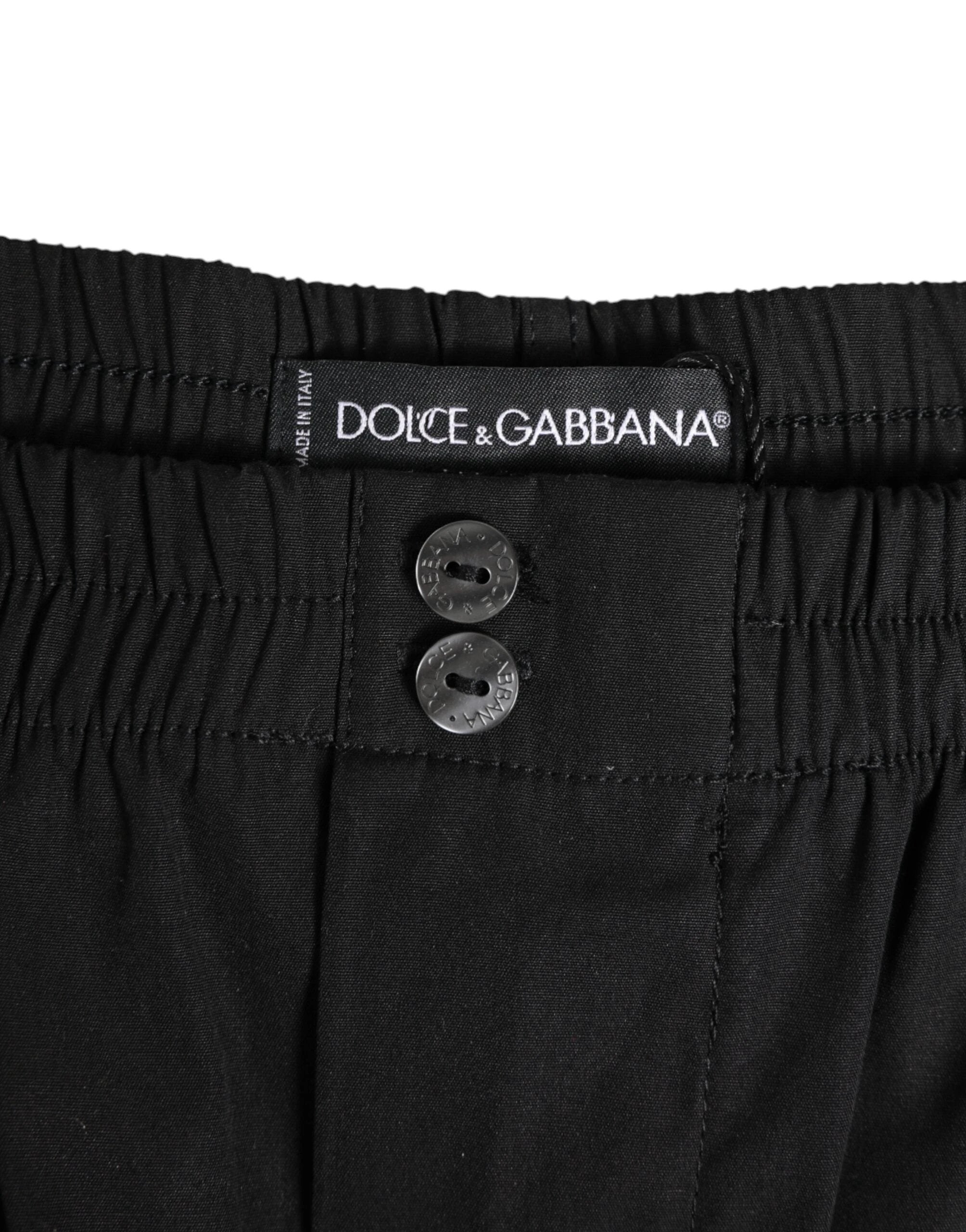 Dolce & Gabbana Black Cotton Elastic Waistband Button Swimwear by Dolce & Gabbana
