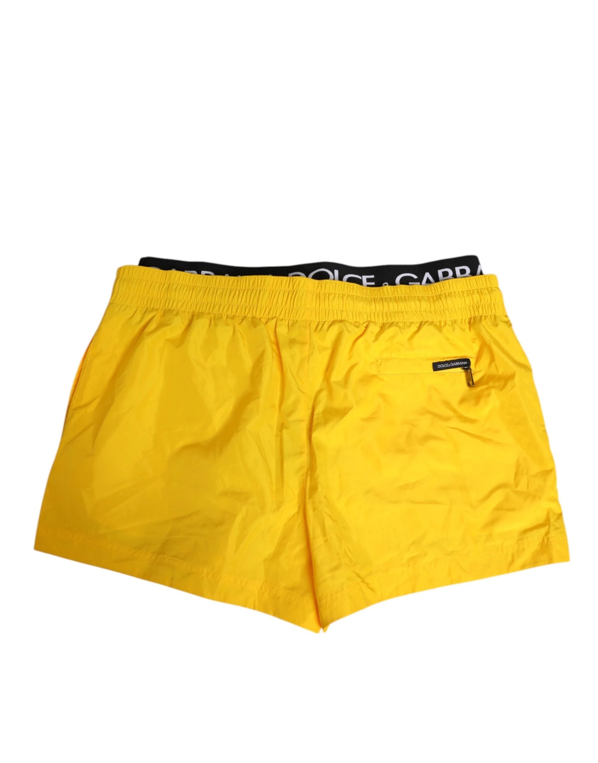 Dolce & Gabbana Yellow Drawstring Beachwear Men Shorts Swimwear by Dolce & Gabbana