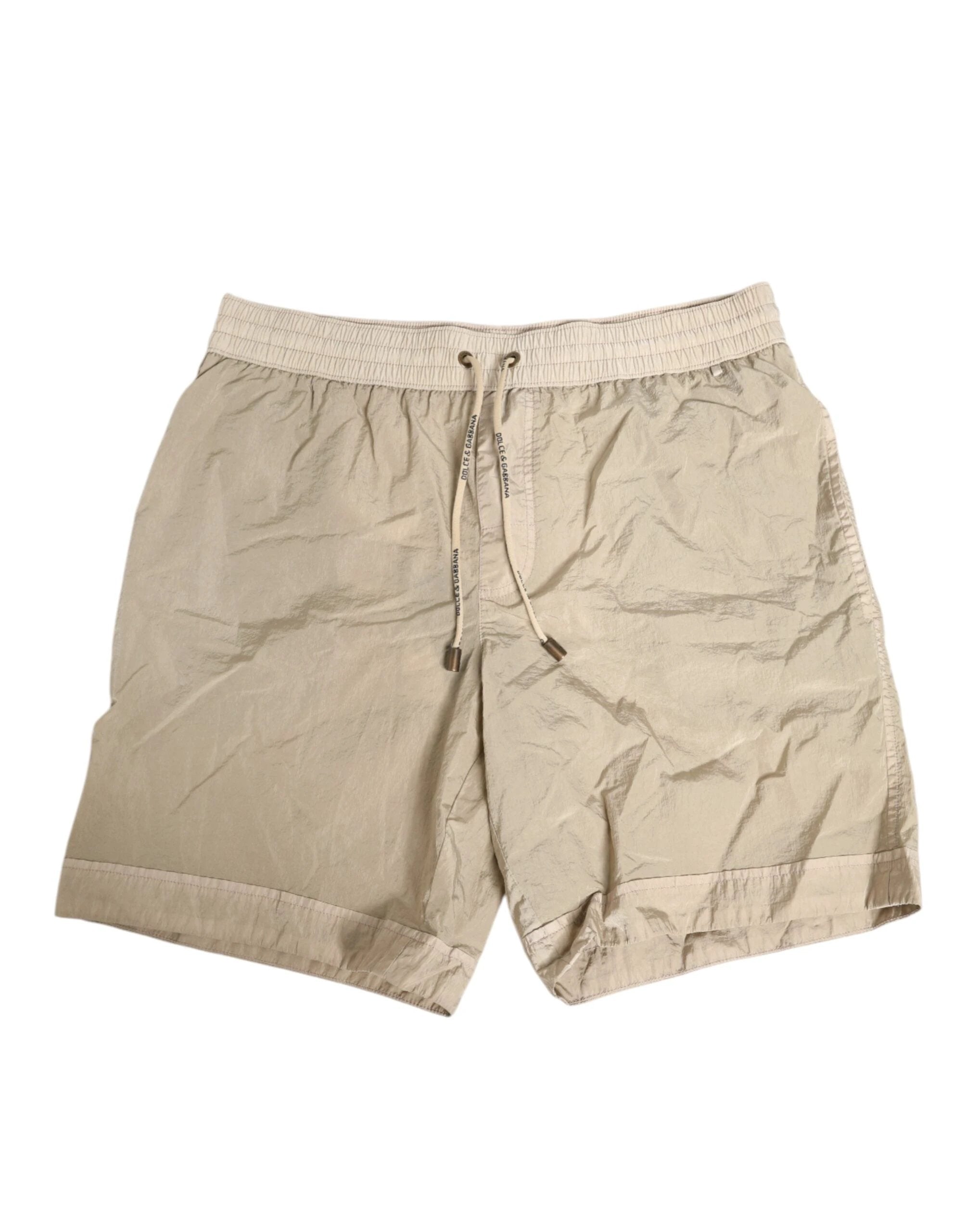 Dolce & Gabbana Beige Nylon Beachwear Men Boxer Short Swimwear by Dolce & Gabbana