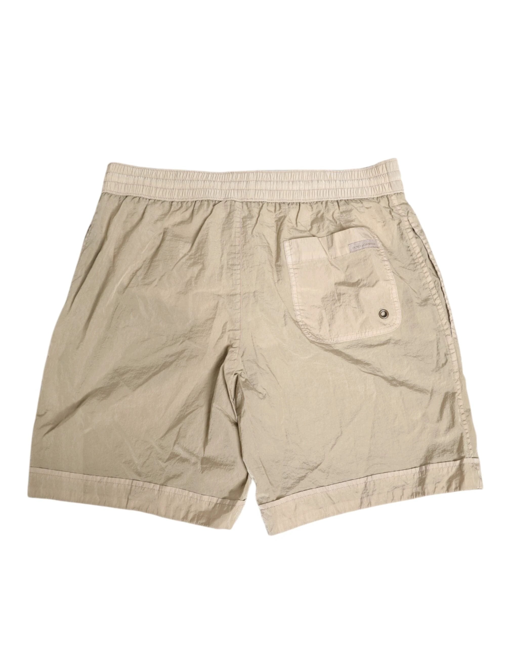 Dolce & Gabbana Beige Nylon Beachwear Men Boxer Short Swimwear by Dolce & Gabbana