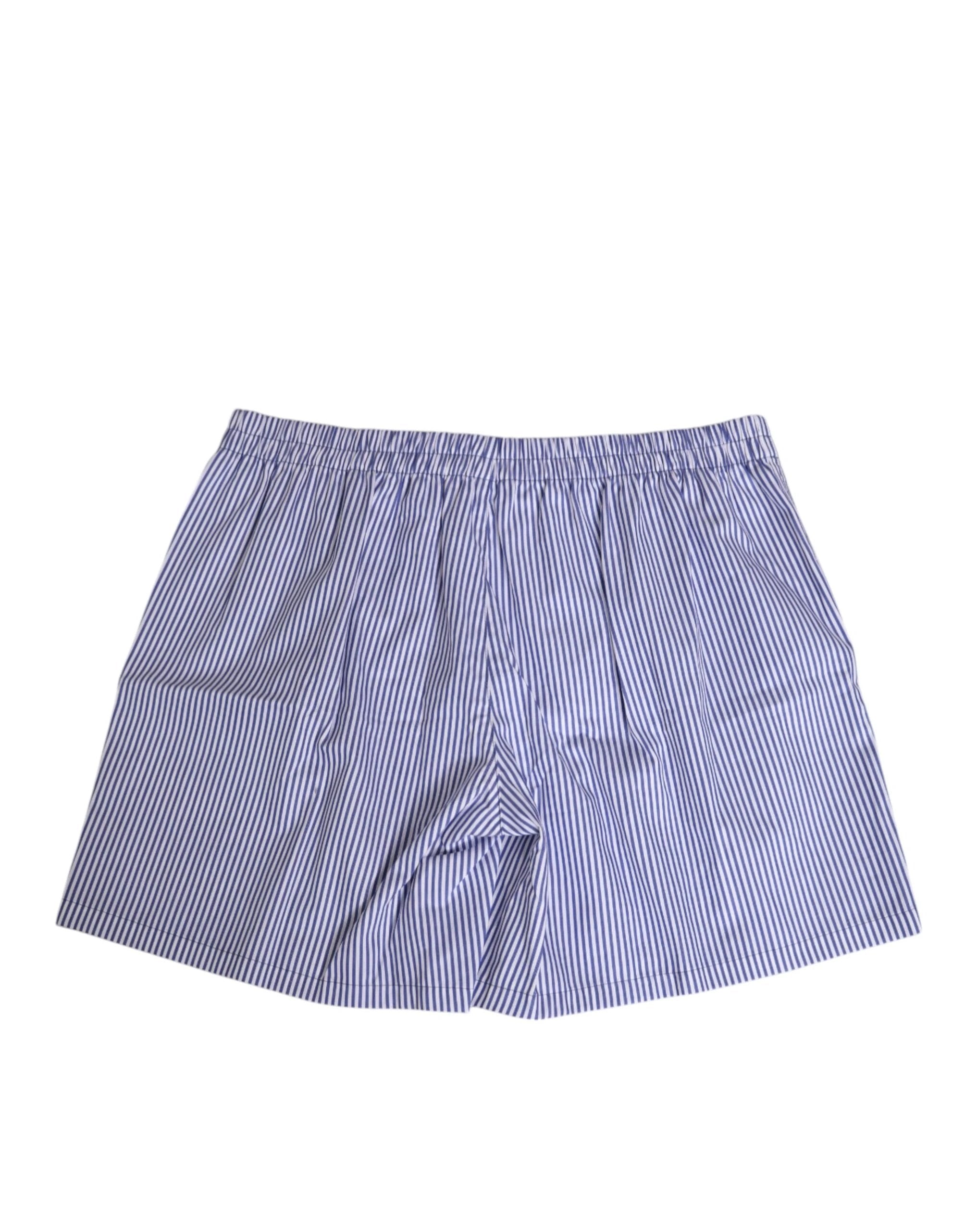 Dolce & Gabbana Blue White Cotton Striped Button Fly Shorts Swimwear by Dolce & Gabbana