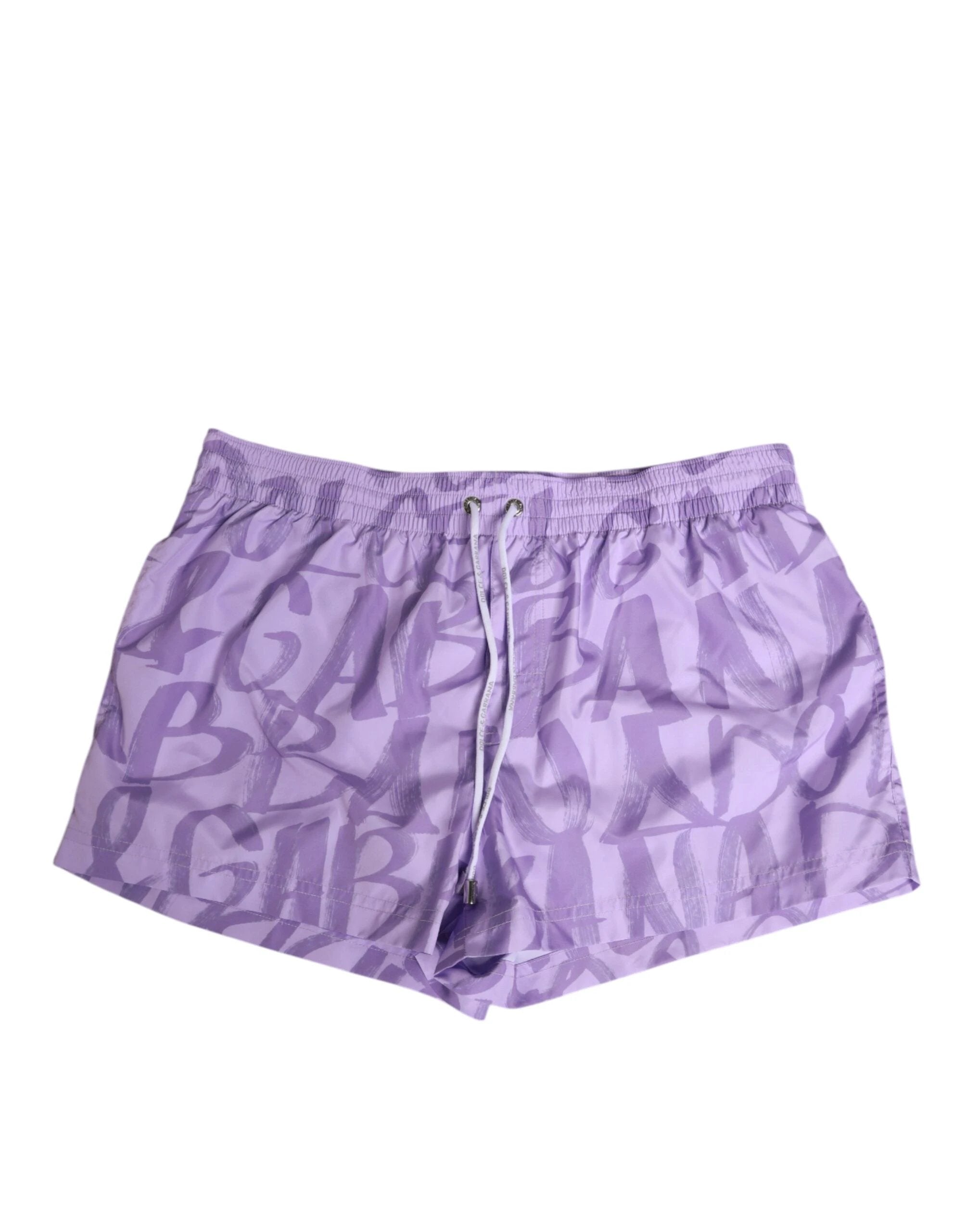 Dolce & Gabbana Purple DG Logo Print Nylon Men Shorts Swimwear by Dolce & Gabbana