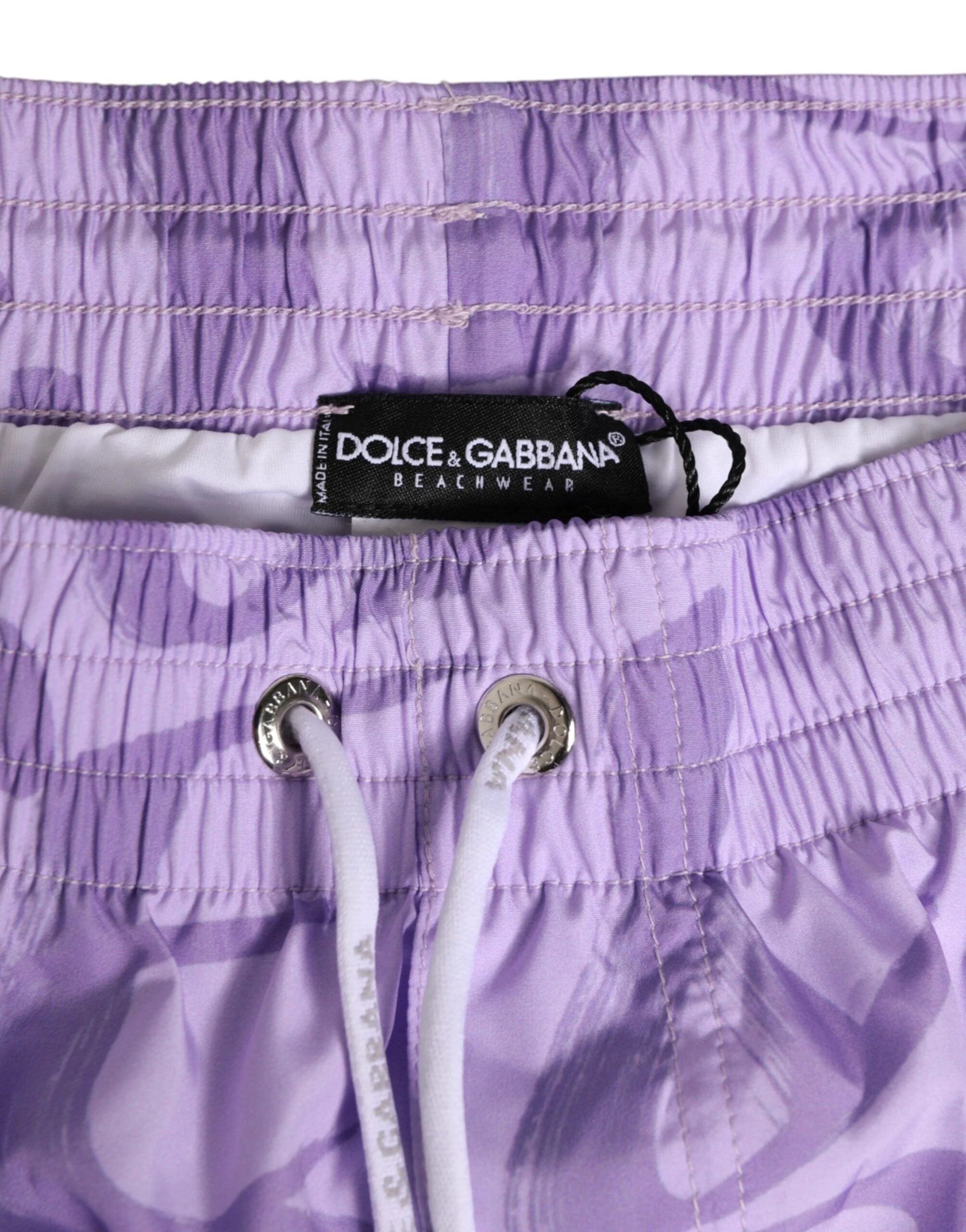 Dolce & Gabbana Purple DG Logo Print Nylon Men Shorts Swimwear by Dolce & Gabbana