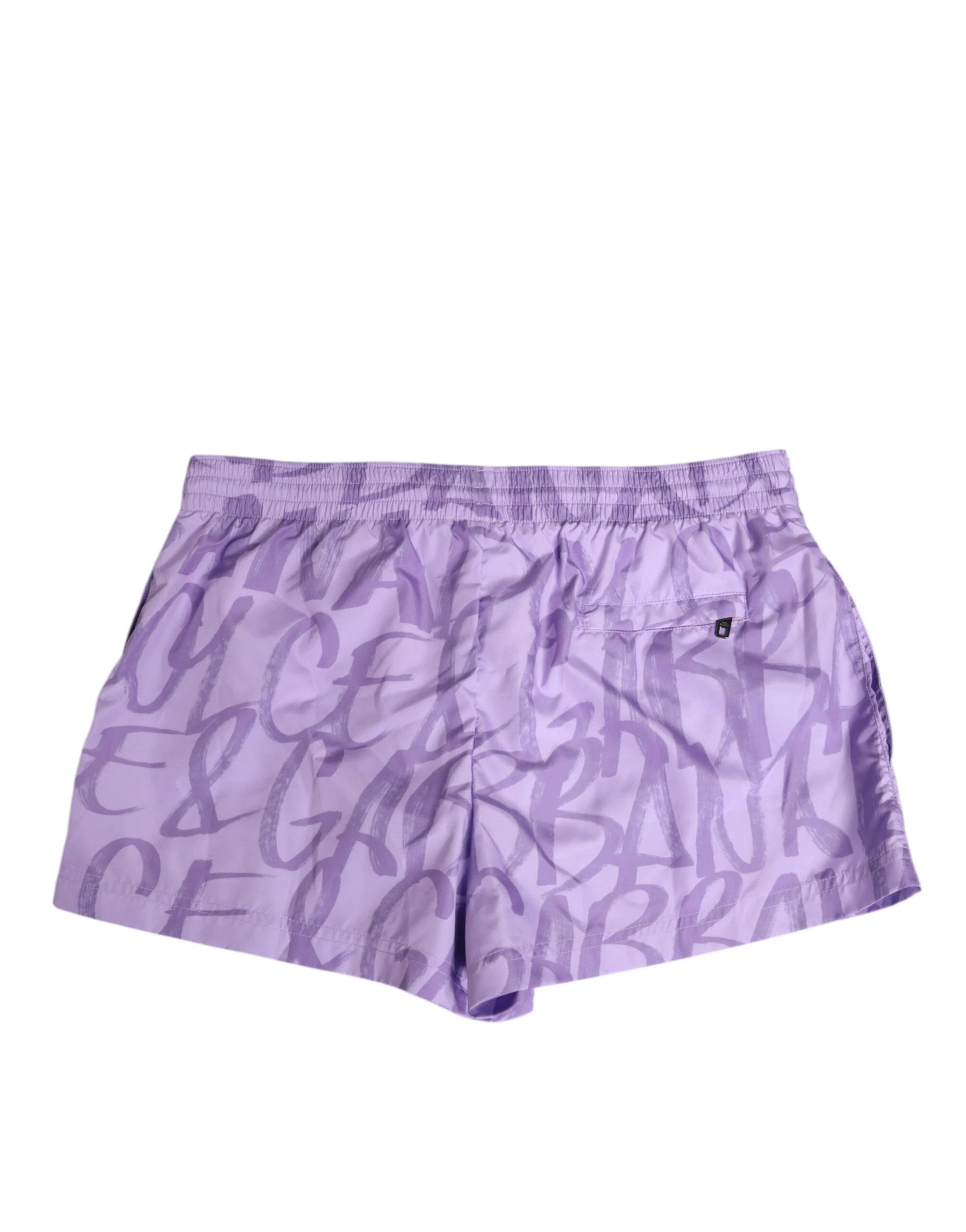 Dolce & Gabbana Purple DG Logo Print Nylon Men Shorts Swimwear by Dolce & Gabbana