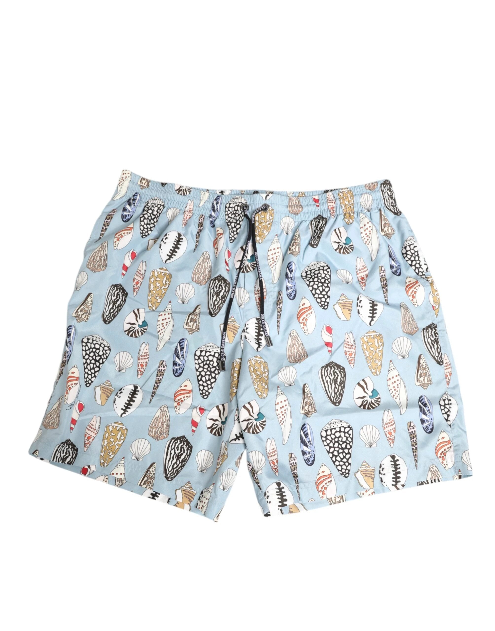 Dolce & Gabbana Blue Seashell Print Nylon Men Shorts Swimwear by Dolce & Gabbana