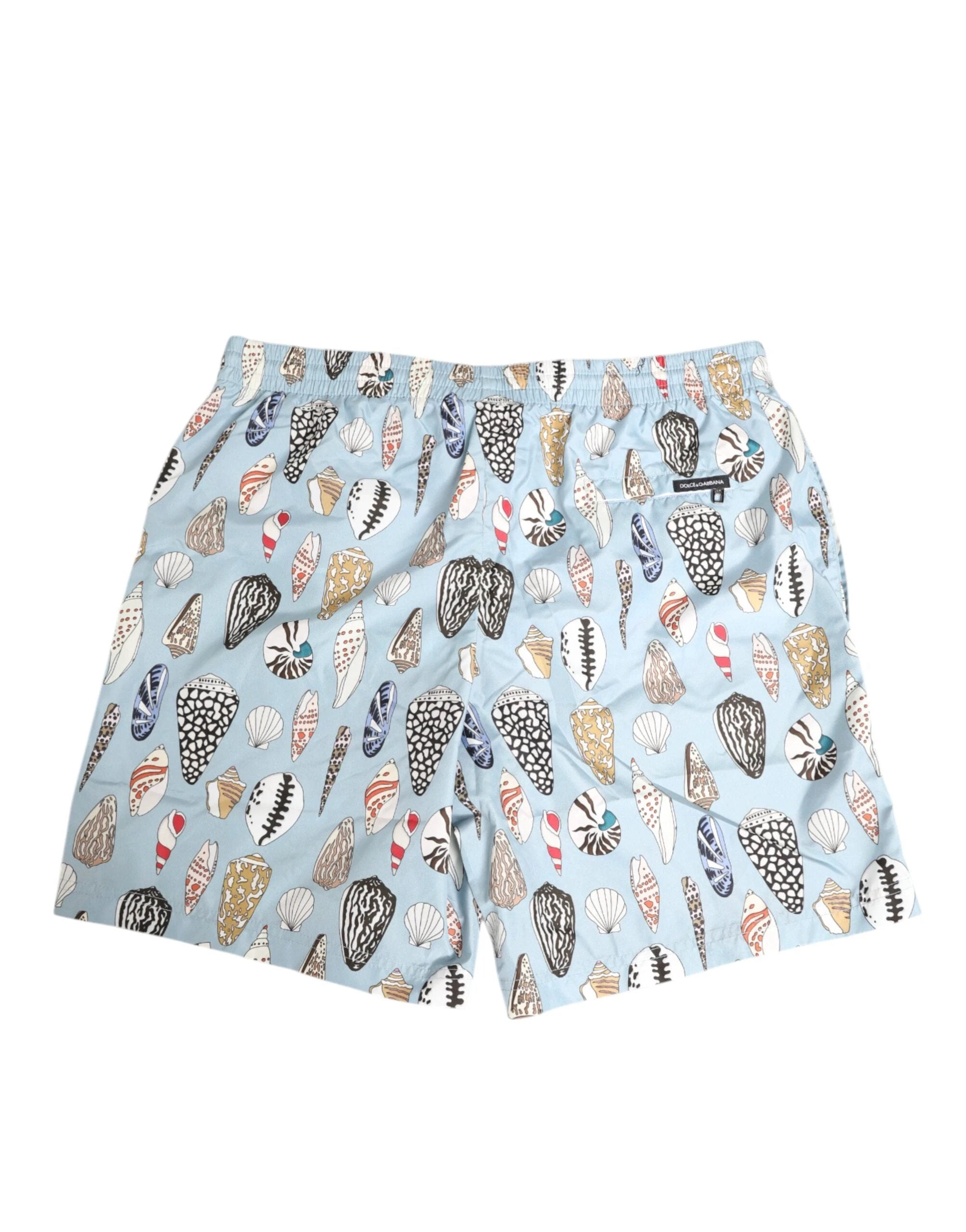 Dolce & Gabbana Blue Seashell Print Nylon Men Shorts Swimwear by Dolce & Gabbana
