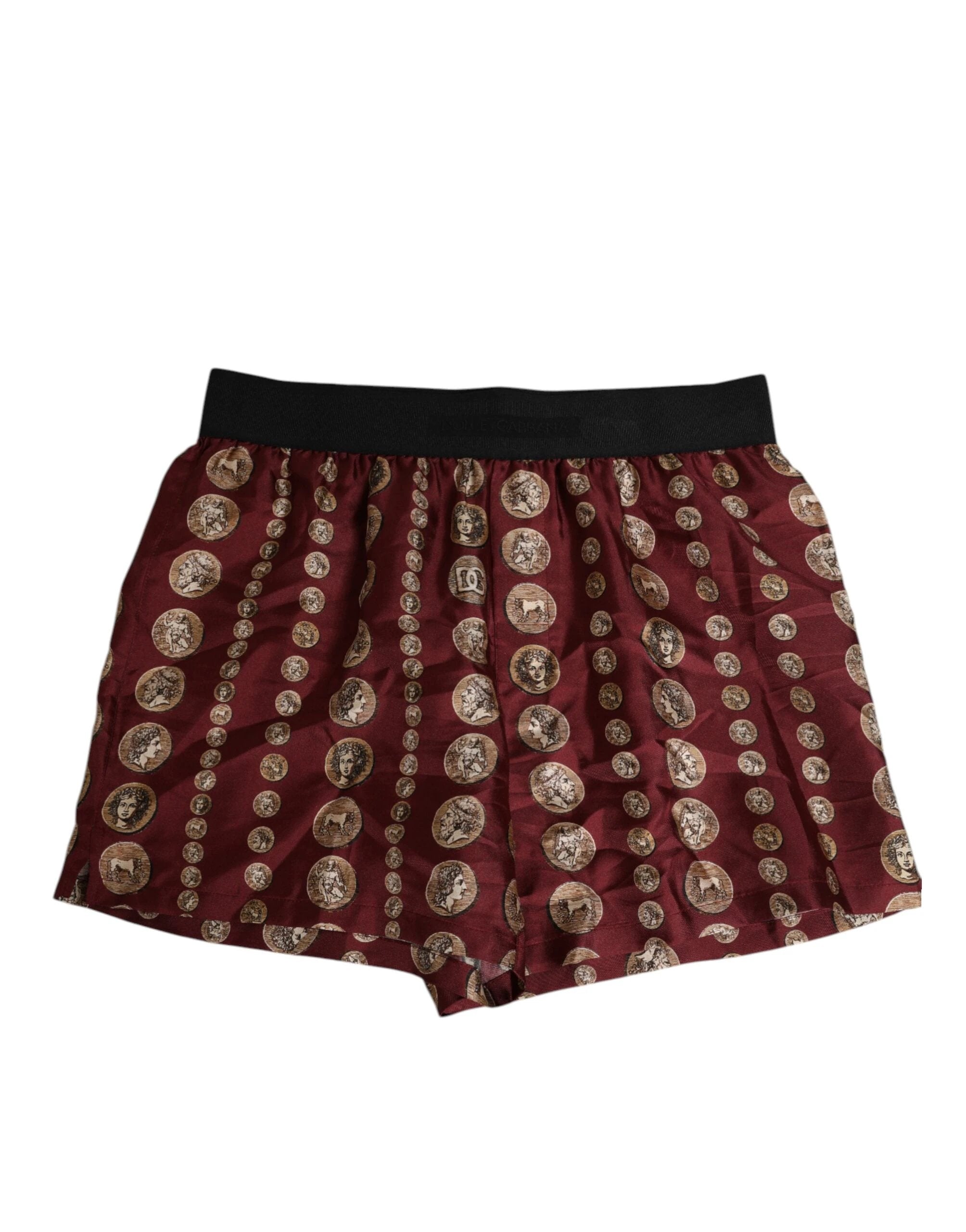 Dolce & Gabbana Burgundy Silk Coin Print Men Boxer Short Swimwear by Dolce & Gabbana