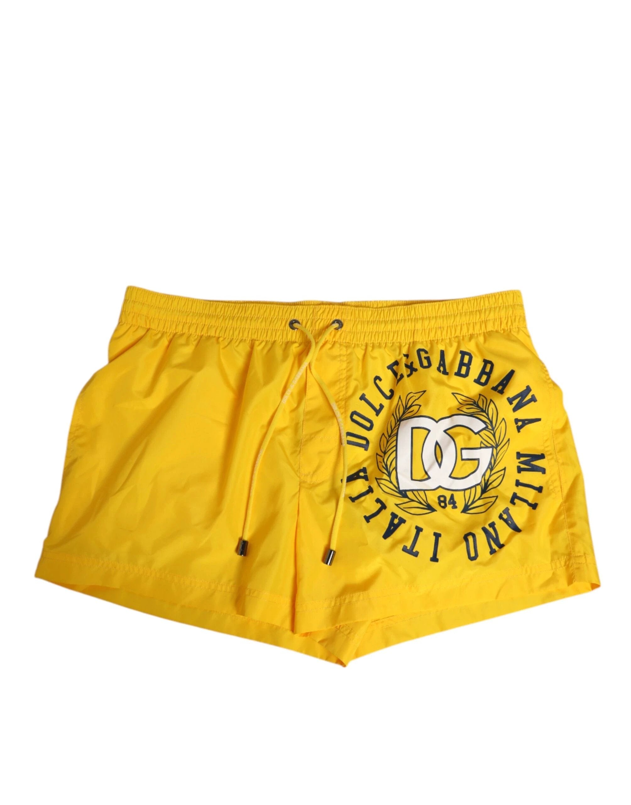 Dolce & Gabbana Yellow Nylon Logo Print Men Boxer Short Swimwear by Dolce & Gabbana