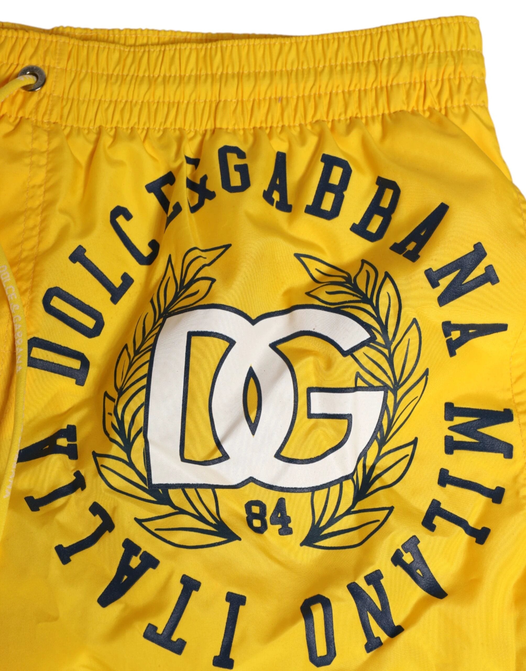 Dolce & Gabbana Yellow Nylon Logo Print Men Boxer Short Swimwear by Dolce & Gabbana