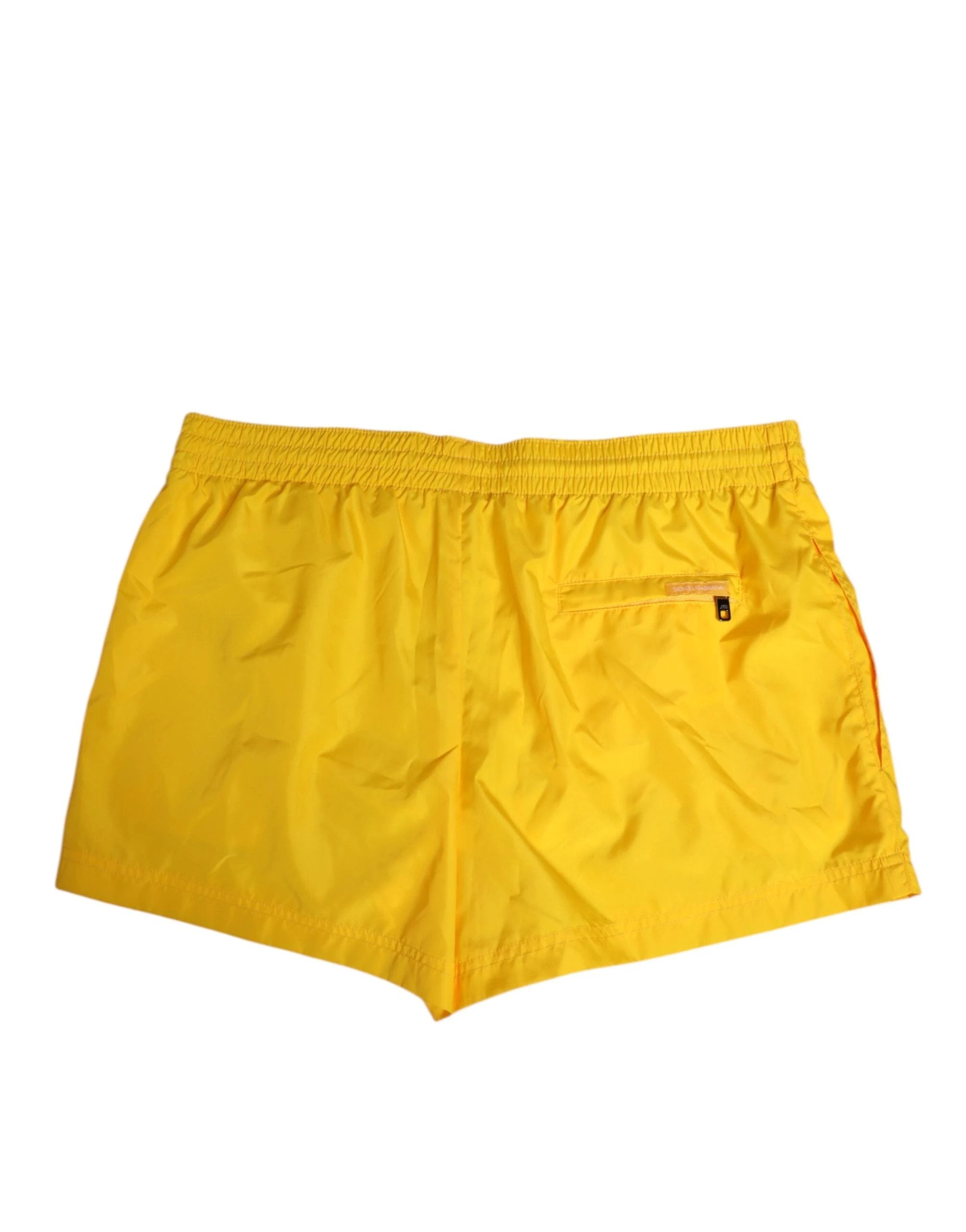 Dolce & Gabbana Yellow Nylon Logo Print Men Boxer Short Swimwear by Dolce & Gabbana