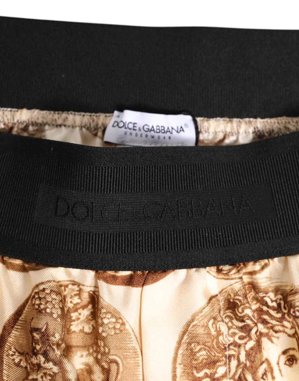 Dolce & Gabbana Brown Ancient Coin Print Silk Shorts Swimwear by Dolce & Gabbana