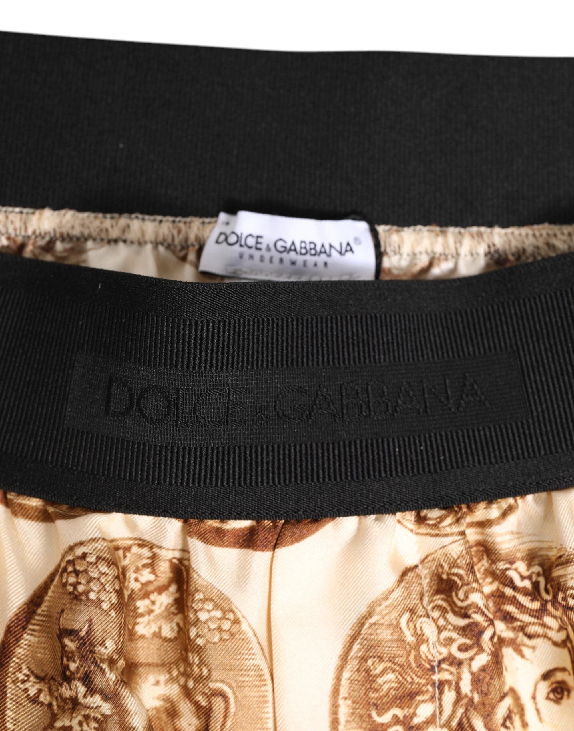 Dolce & Gabbana Brown Ancient Coin Print Silk Shorts Swimwear by Dolce & Gabbana