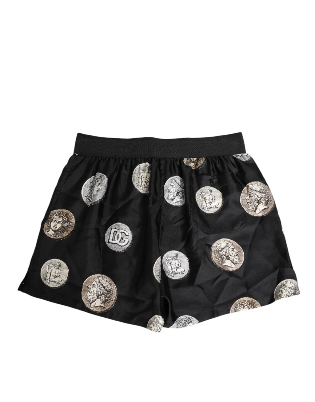 Dolce & Gabbana Black Silk Ancient Coin Print Boxer Short Swimwear by Dolce & Gabbana