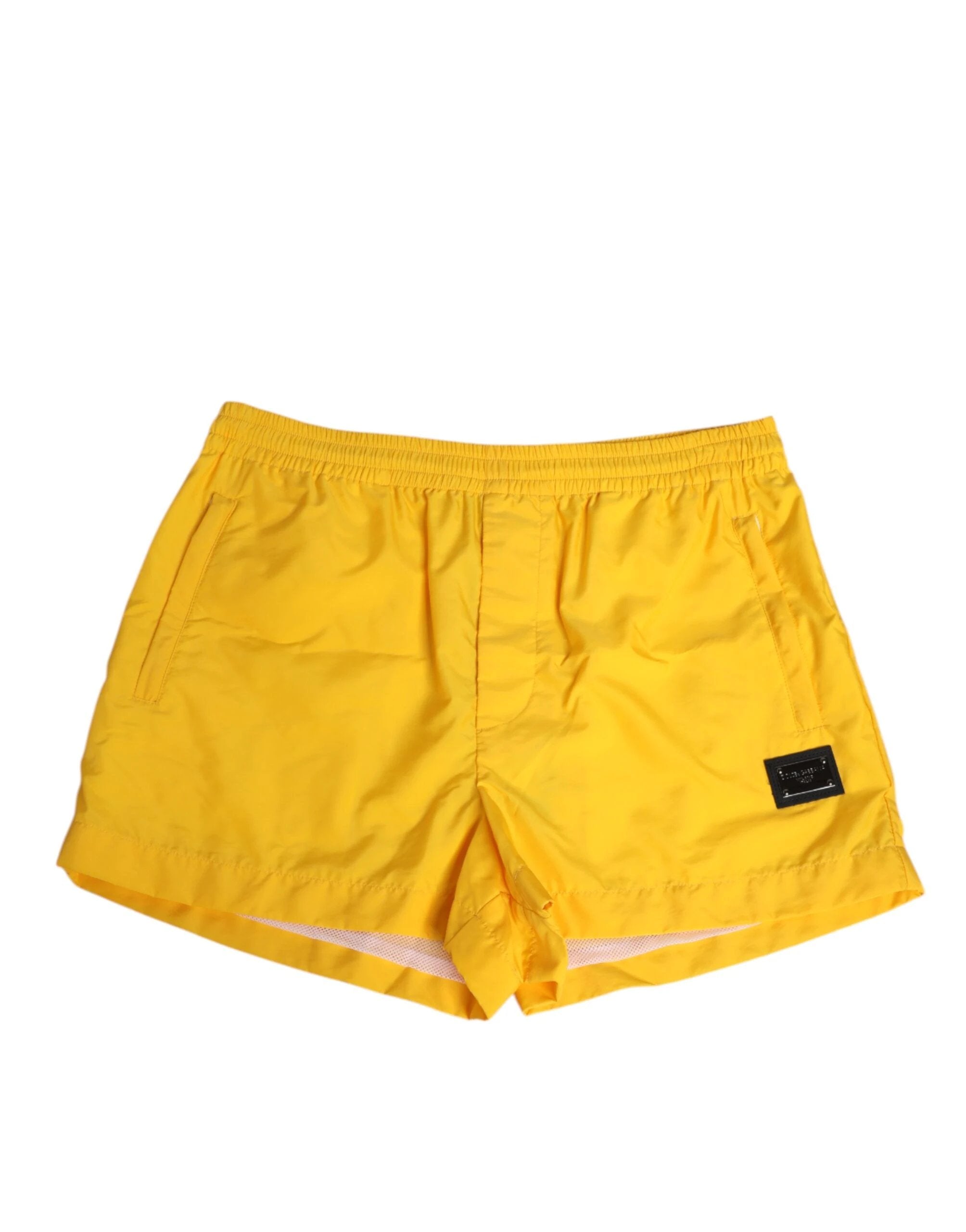 Dolce & Gabbana Yellow Nylon Logo Plaque Boxer Shorts Swimwear by Dolce & Gabbana