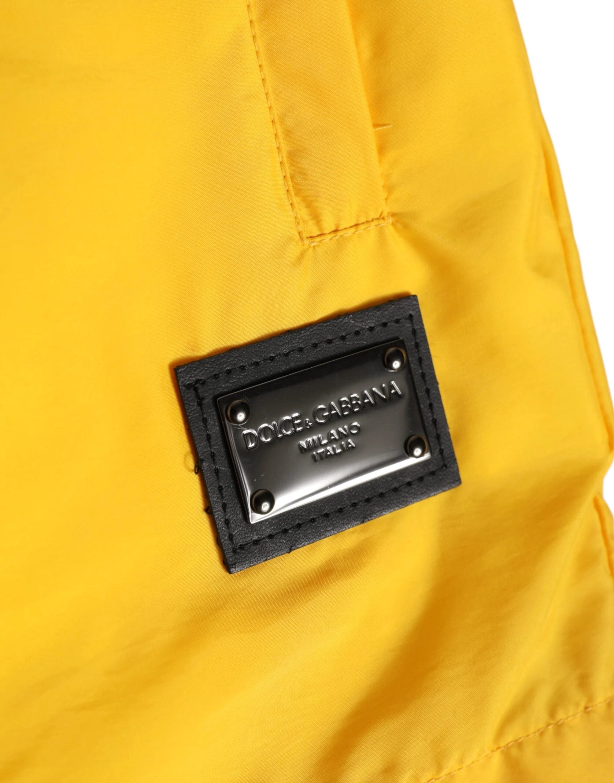 Dolce & Gabbana Yellow Nylon Logo Plaque Boxer Shorts Swimwear by Dolce & Gabbana
