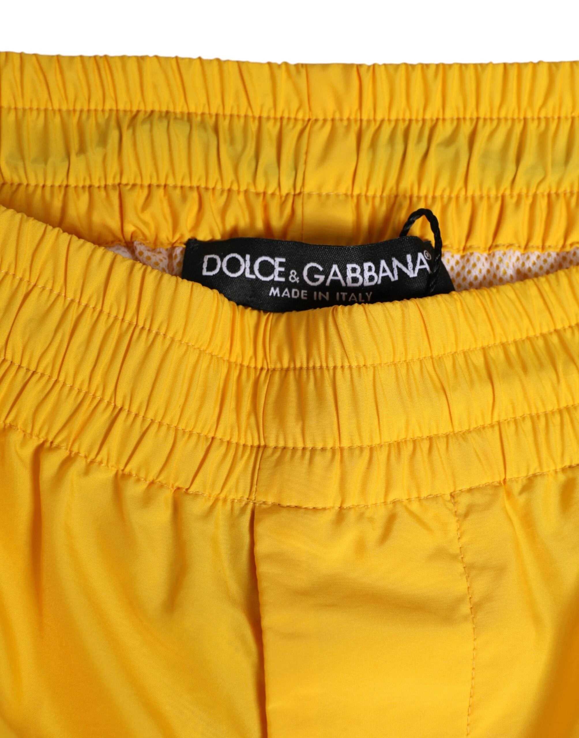 Dolce & Gabbana Yellow Nylon Logo Plaque Boxer Shorts Swimwear by Dolce & Gabbana