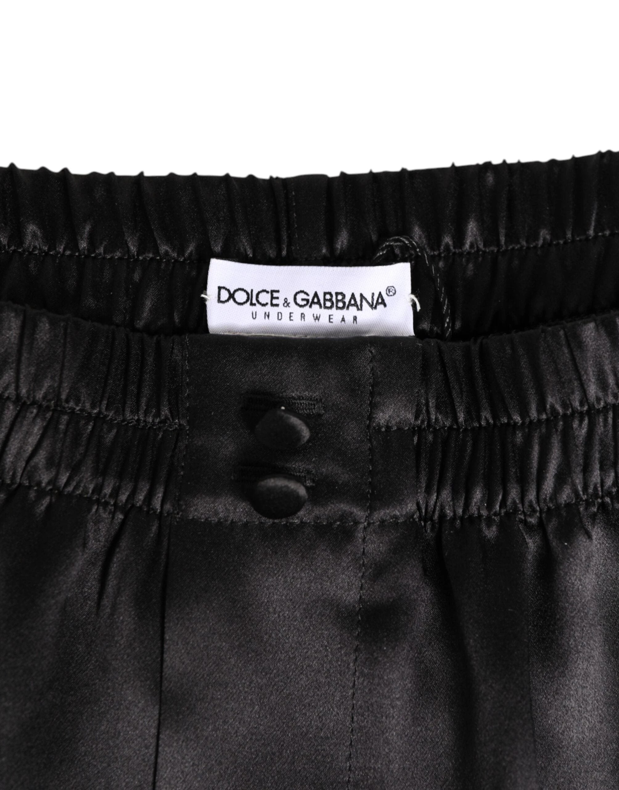 Dolce & Gabbana Black Silk Satin Elastic Men Boxer Short Swimwear by Dolce & Gabbana