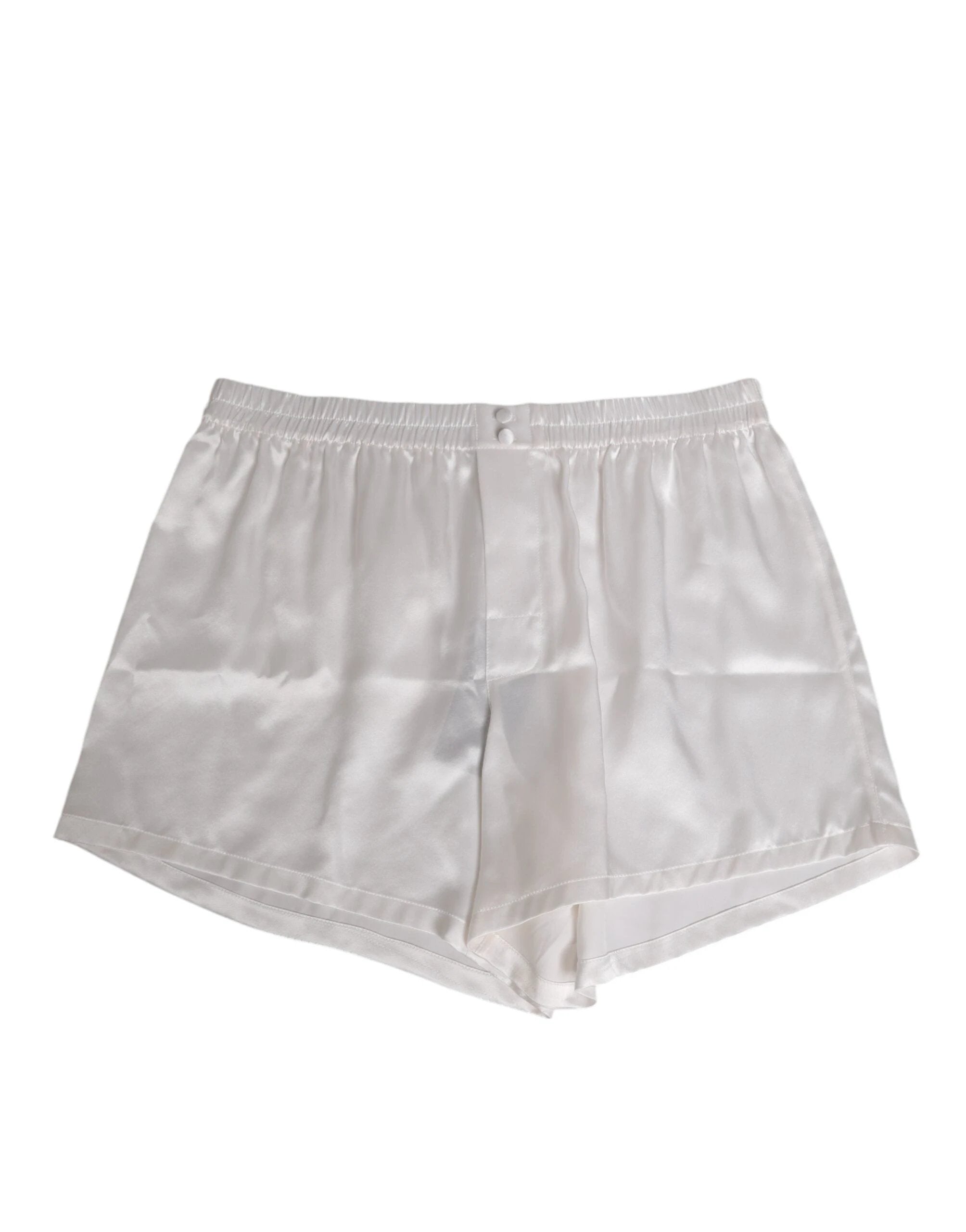 Dolce & Gabbana White Silk Satin Elastic Men Boxer Short Swimwear by Dolce & Gabbana