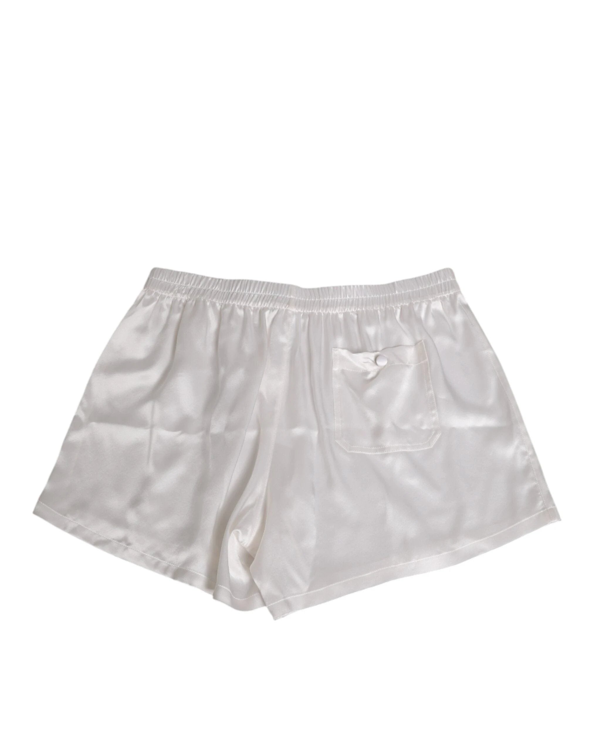 Dolce & Gabbana White Silk Satin Elastic Men Boxer Short Swimwear by Dolce & Gabbana